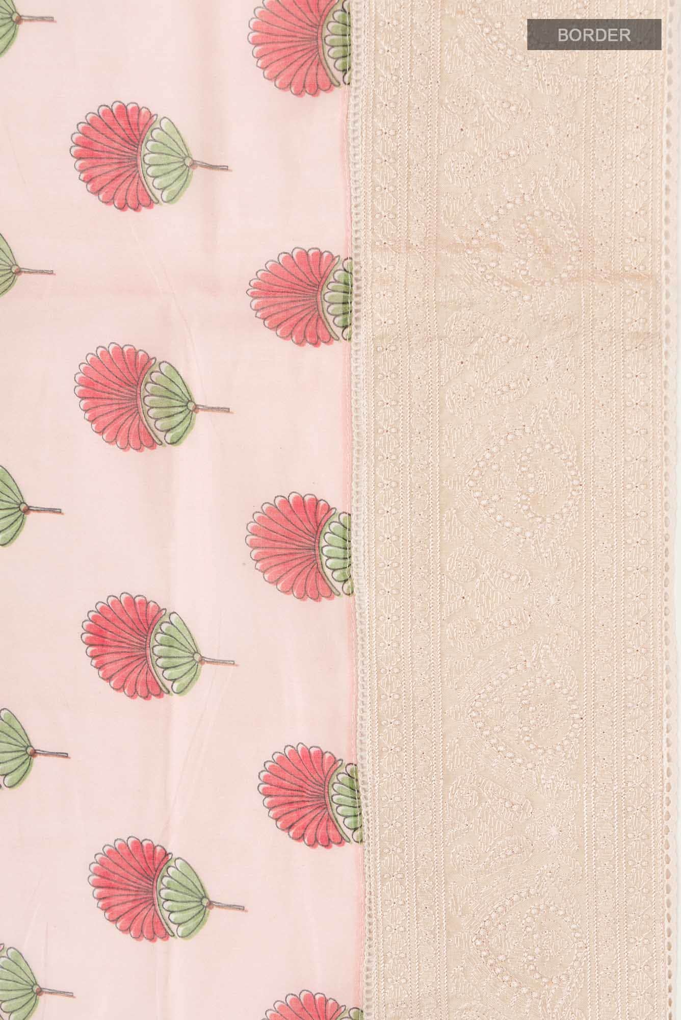 Peach Silk Cotton Saree - Image 4