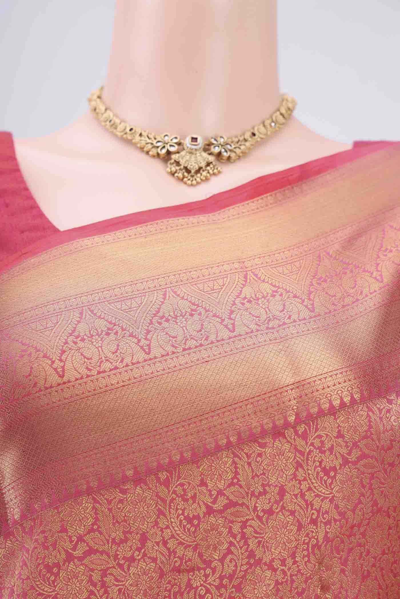 Coral Bangalore Silk Saree - Image 2