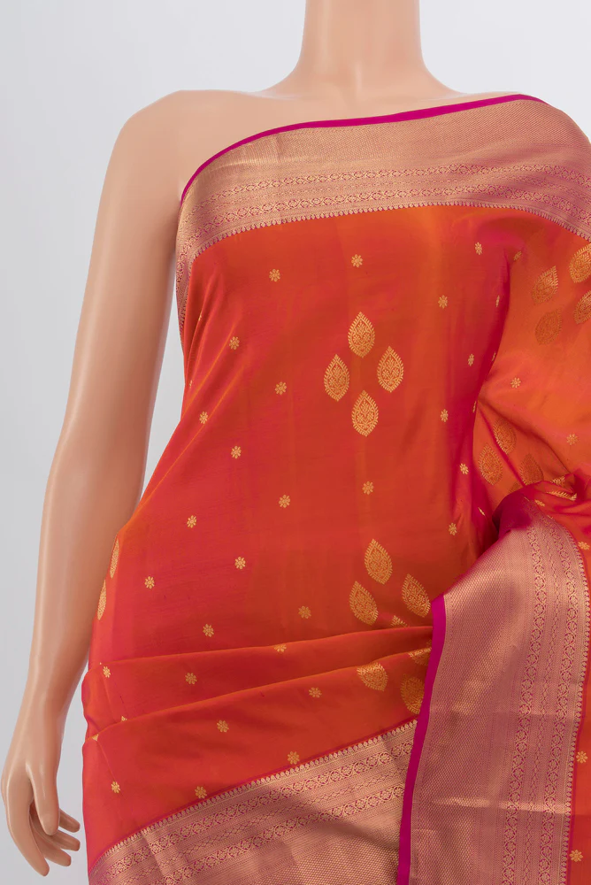 Orange Soft Silk Saree - Image 2
