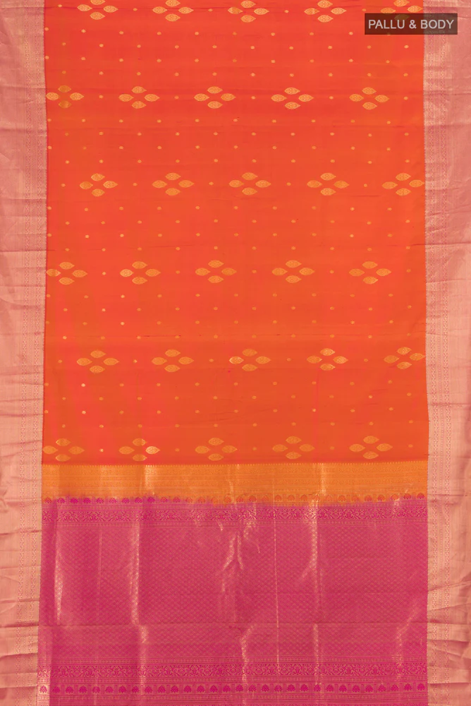 Orange Soft Silk Saree - Image 5