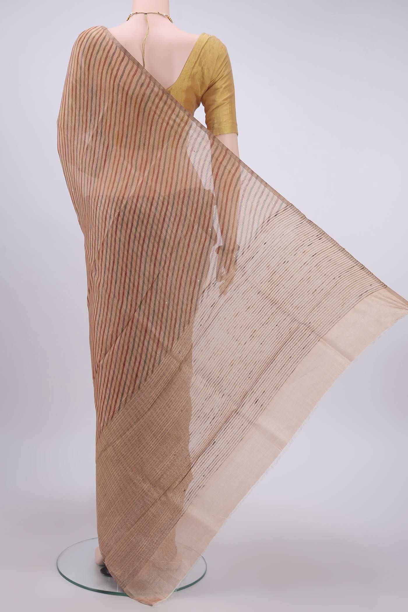 Peach Tussar Silk Saree - Image 3
