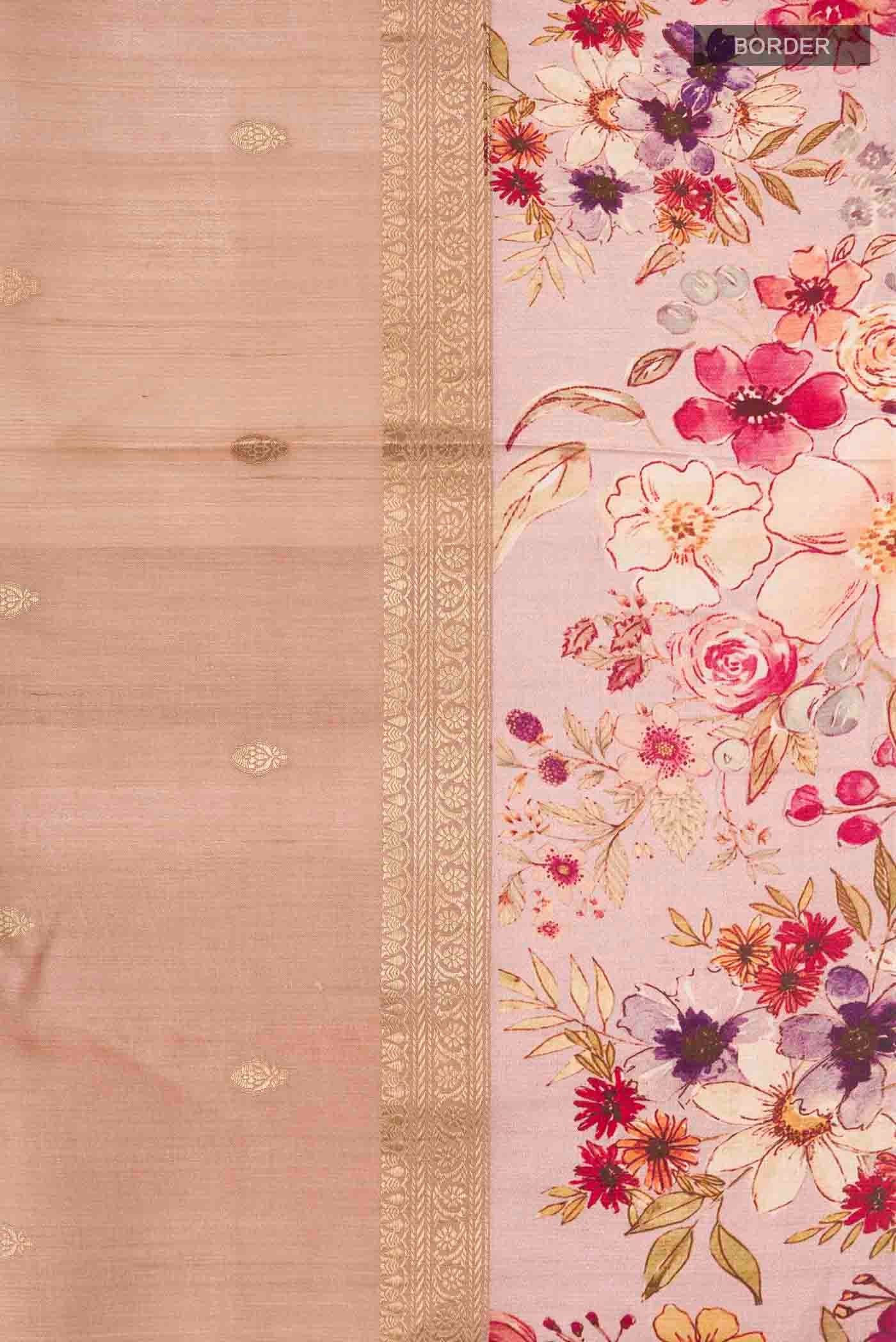 Peach Tussar Silk Saree - Image 3
