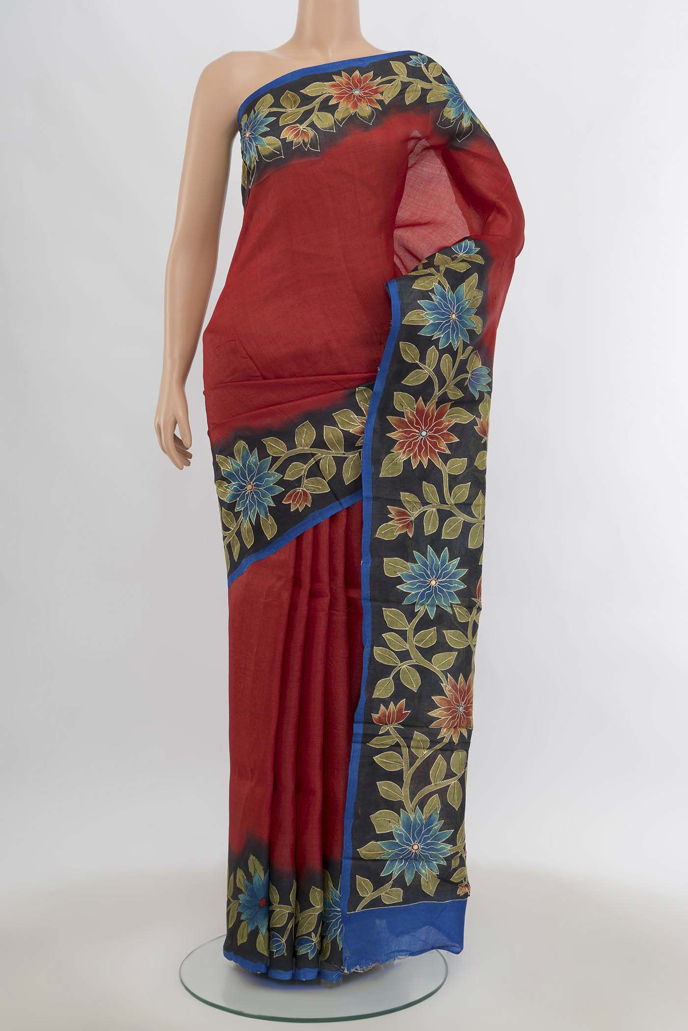 Red Tussar Silk Saree