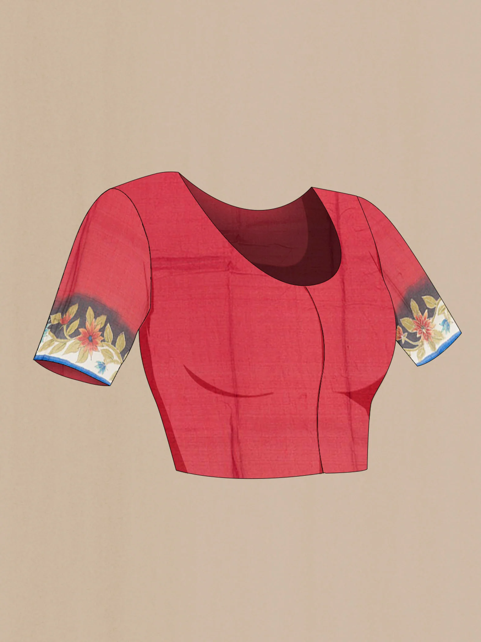 Red Tussar Silk Saree - Image 4