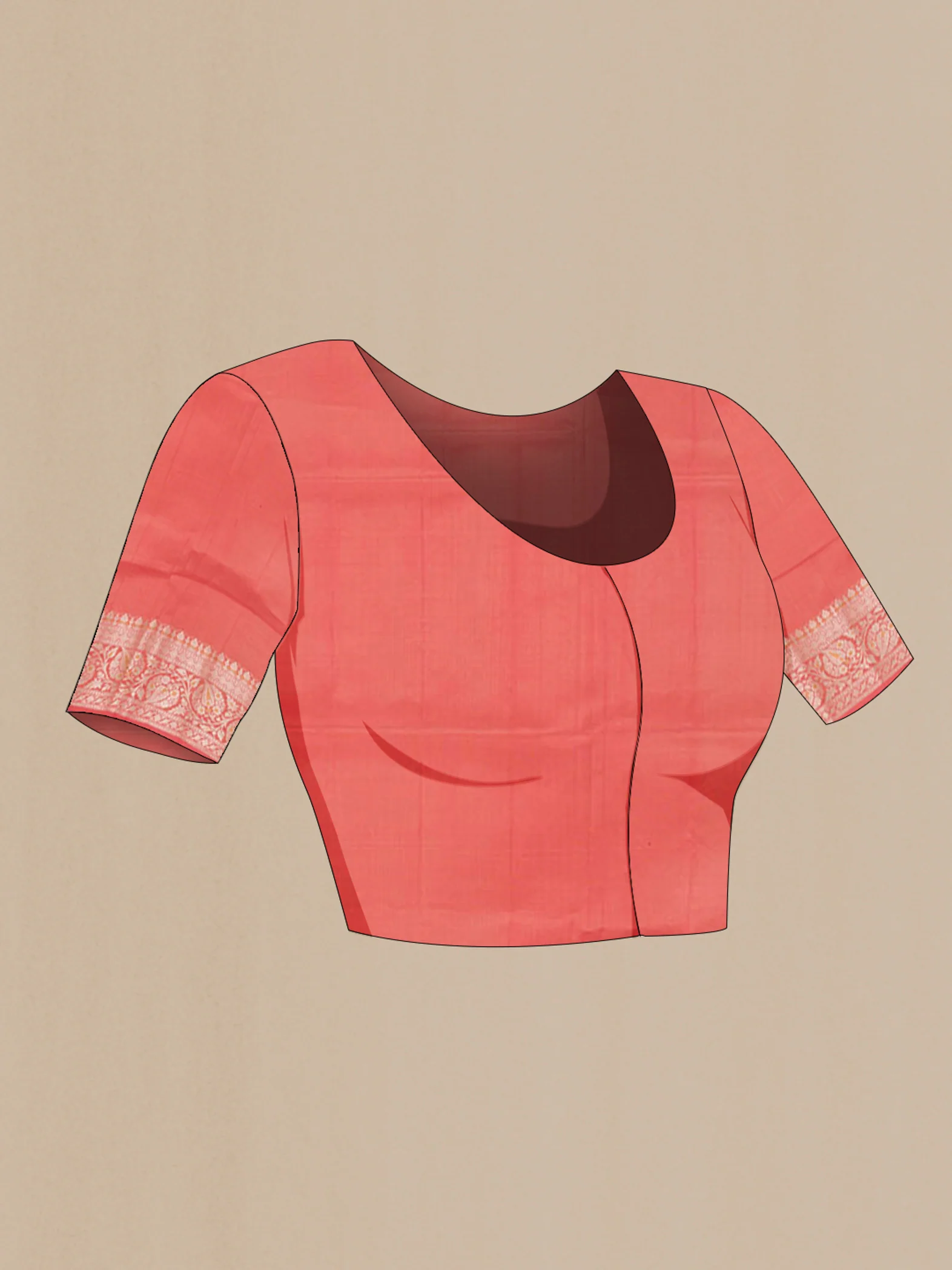 Peach Banarasi Raw Silk Saree - Image 2
