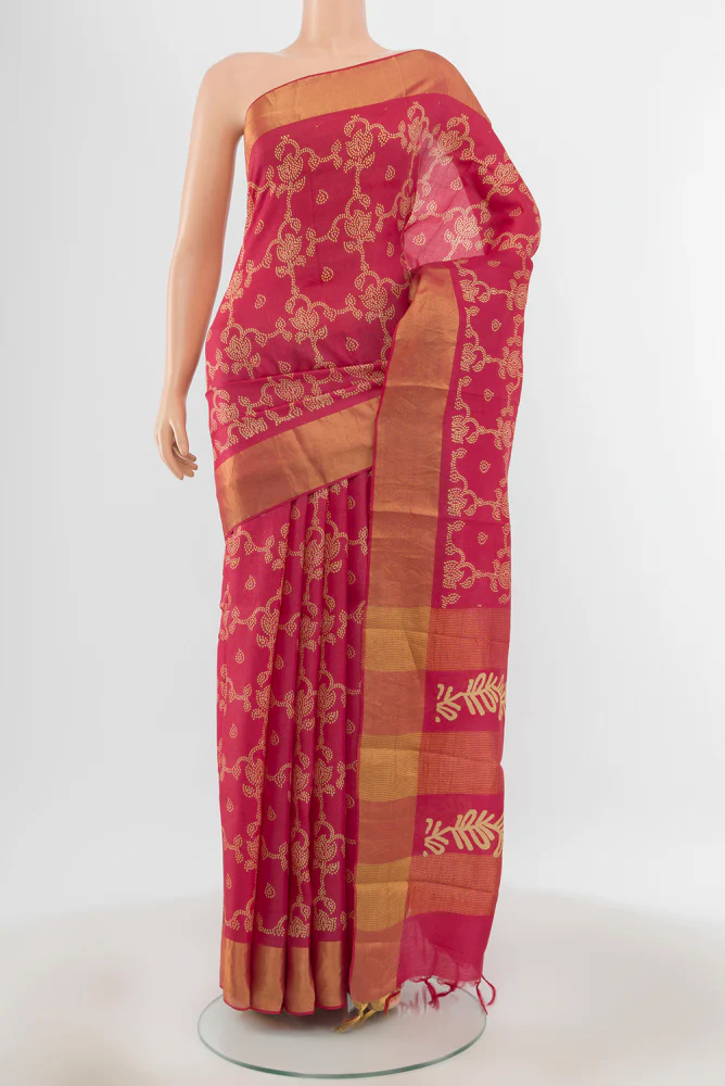 Red Tussar Silk Saree