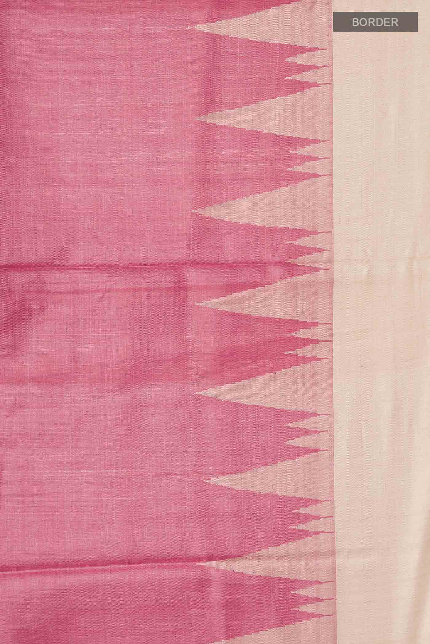 Peach Tussar Silk Saree - Image 3