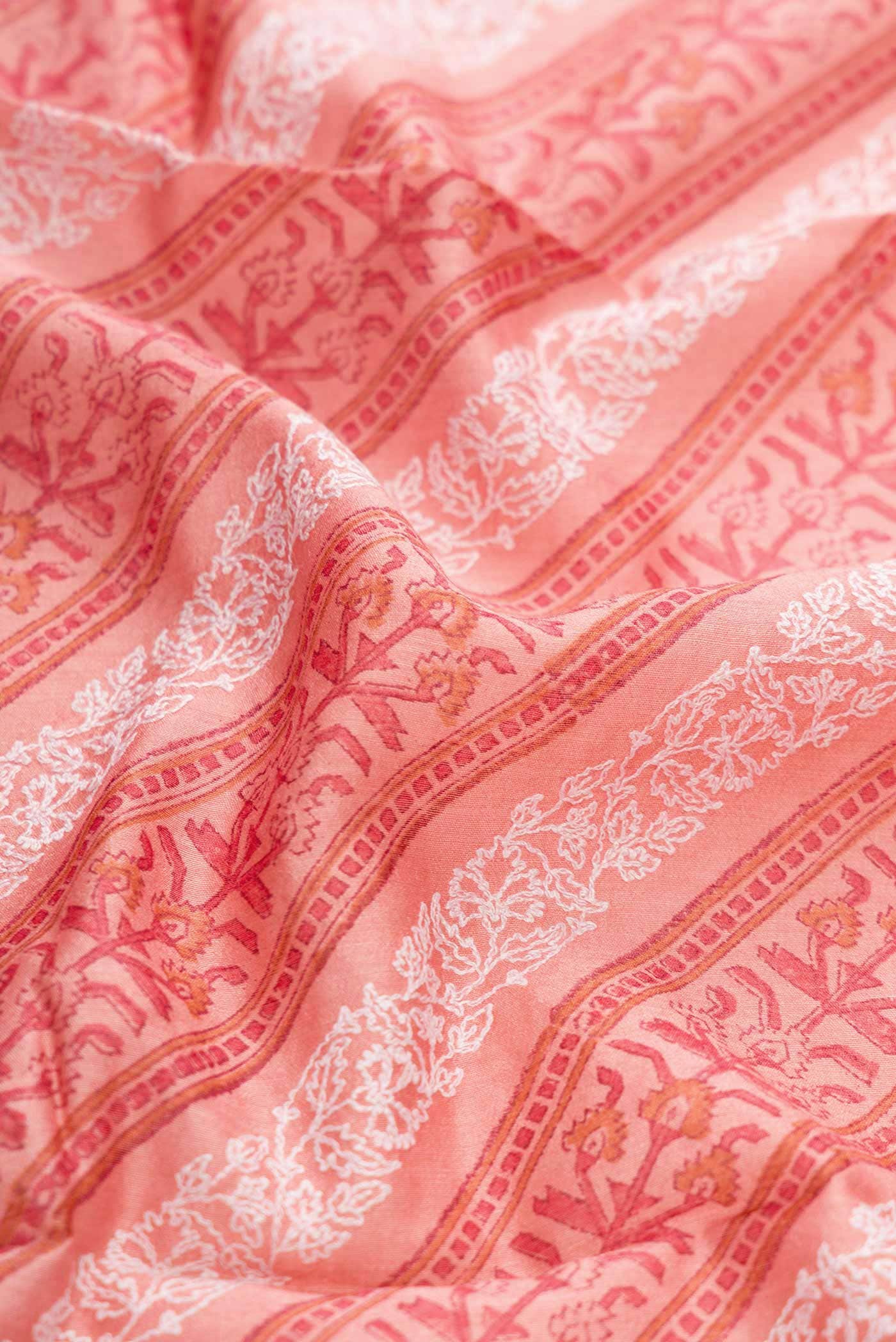 Peach Tussar Silk Saree - Image 2