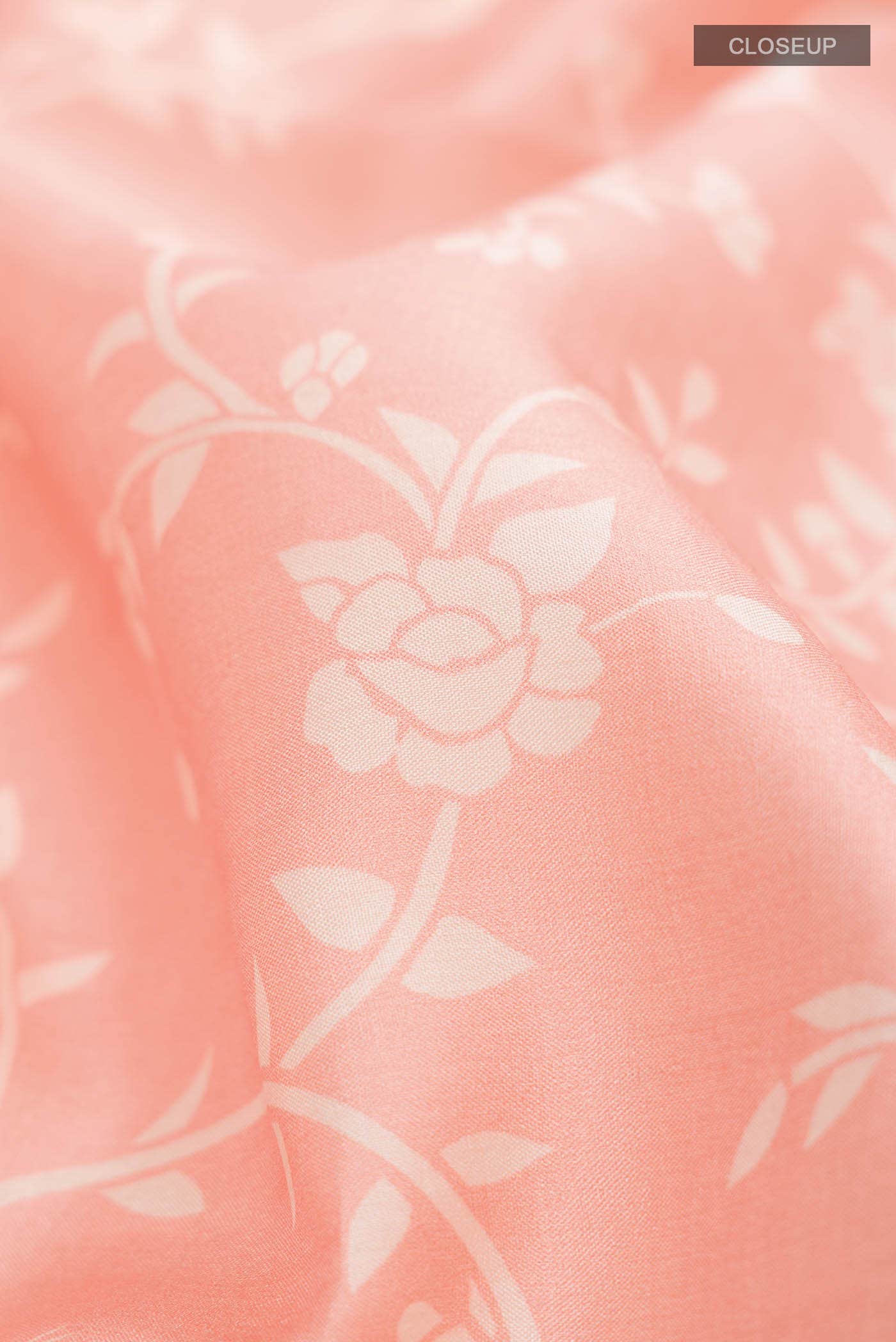 Peach Tussar Silk Saree - Image 2