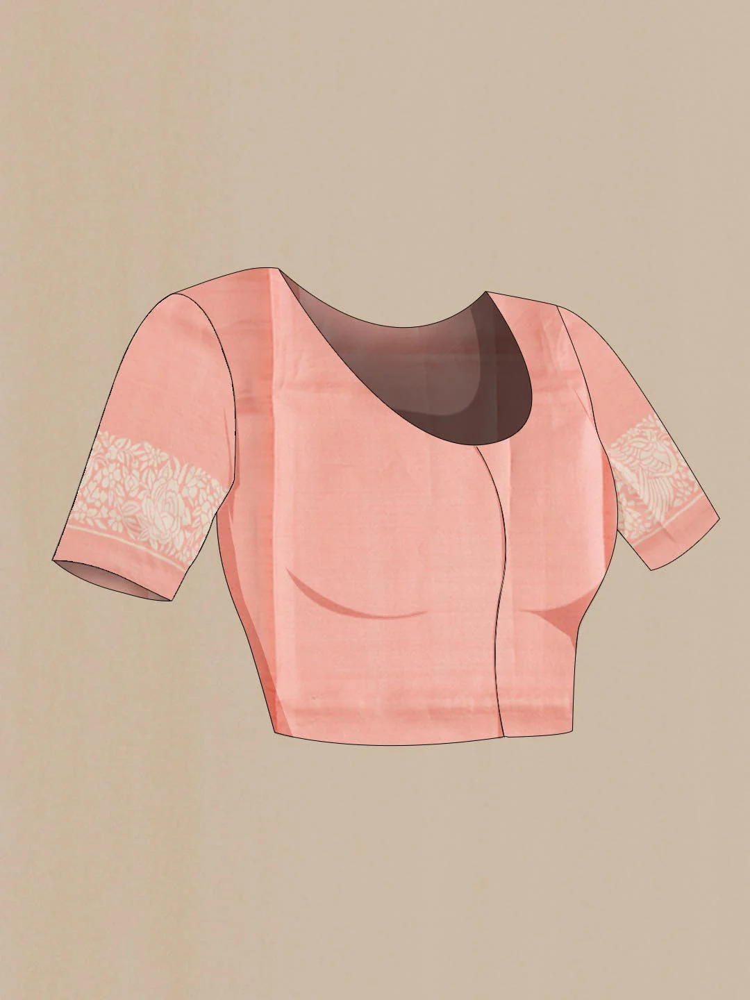 Peach Tussar Silk Saree - Image 5