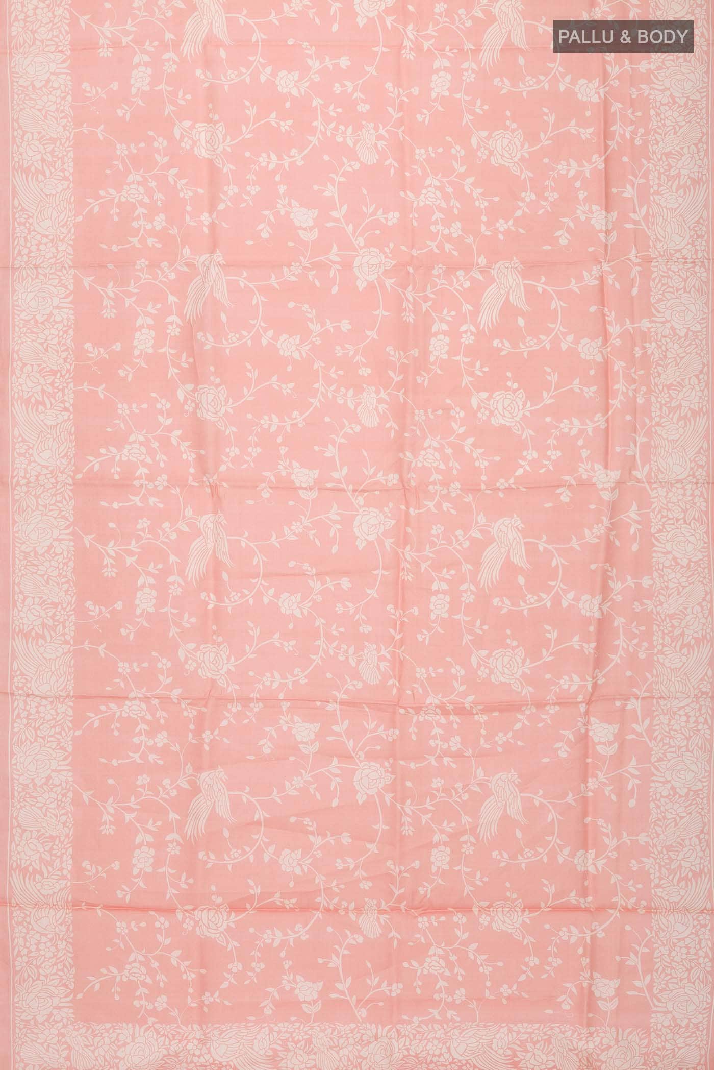 Peach Tussar Silk Saree - Image 3