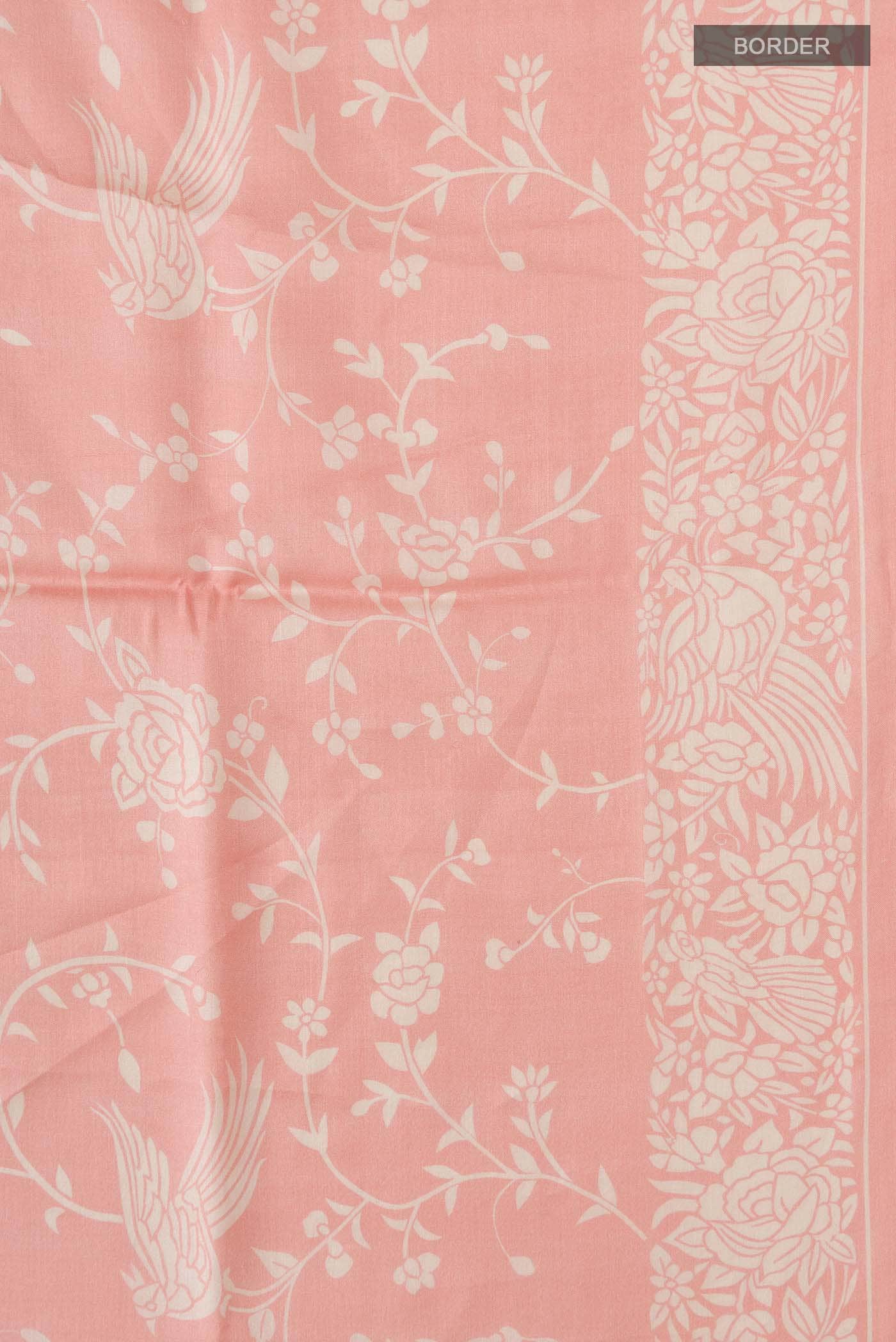 Peach Tussar Silk Saree - Image 4