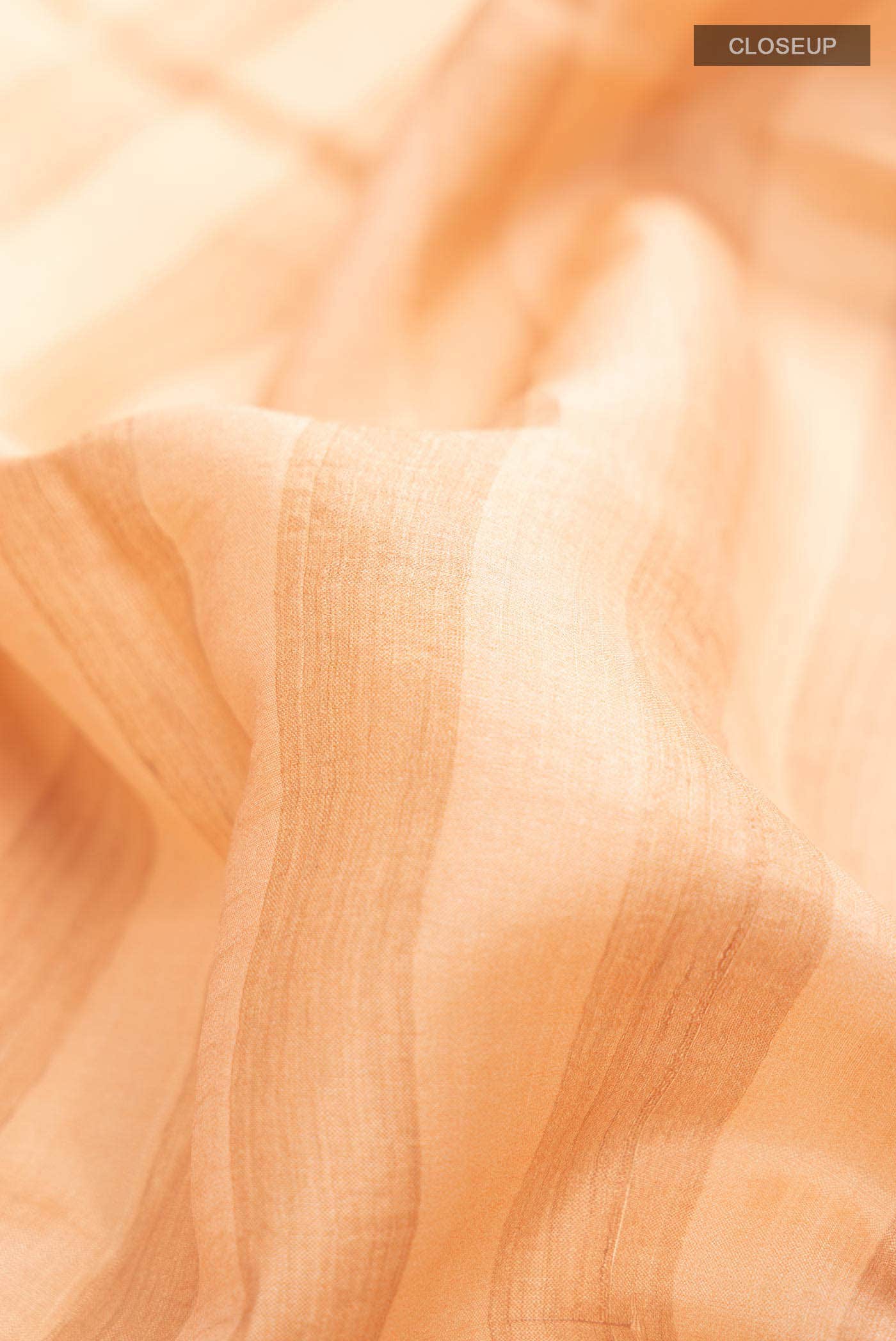 Peach Tussar Silk Saree - Image 2
