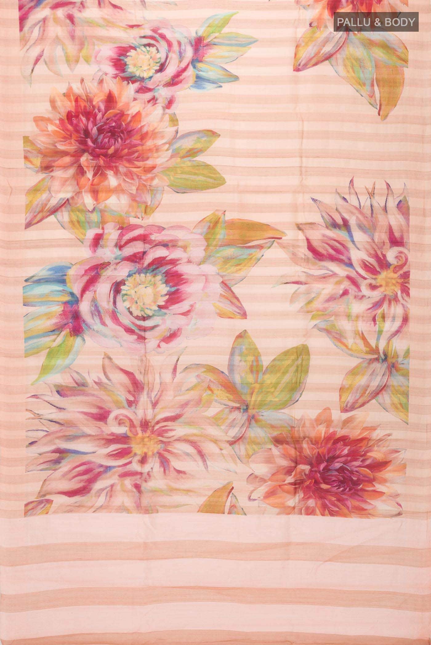 Peach Tussar Silk Saree - Image 3
