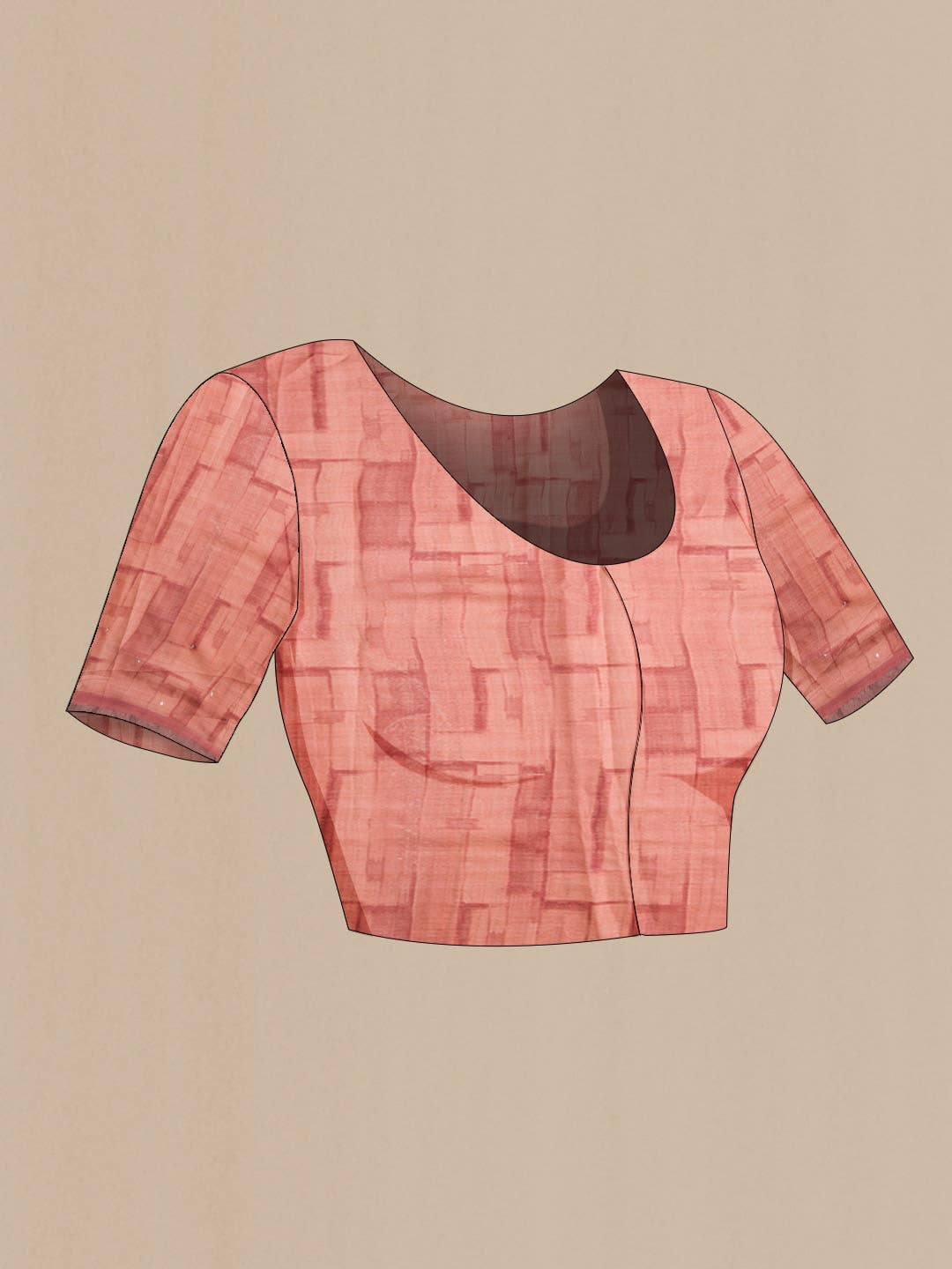 Peach Tussar Silk Saree - Image 6