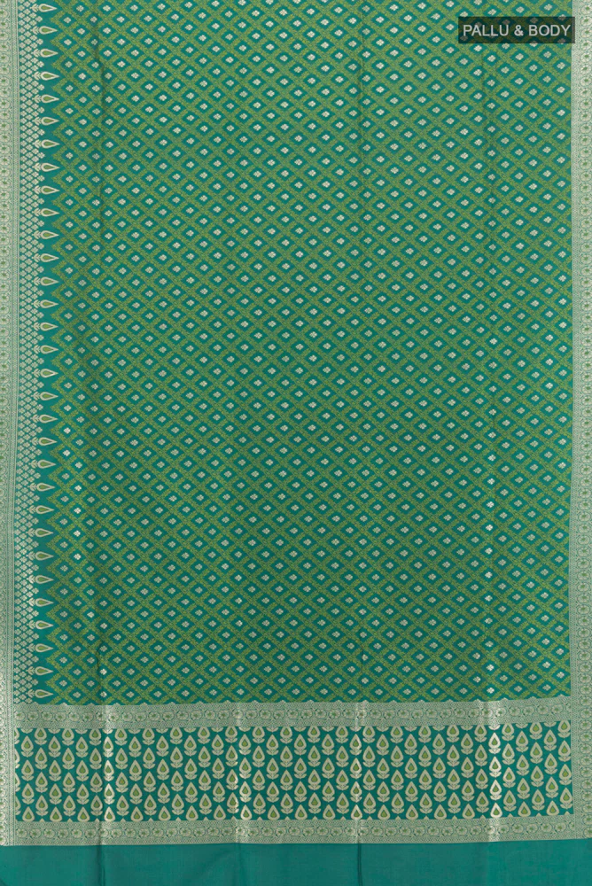 Green Banarasi Silk Saree - Image 5