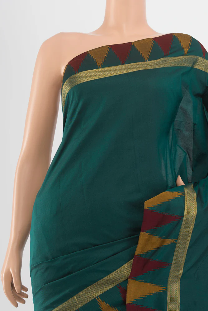 Bottle Green Bangalore Silk - kadyal Saree - Image 2