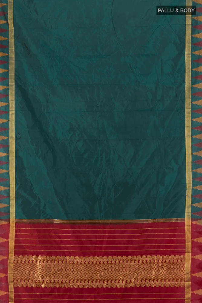 Bottle Green Bangalore Silk - kadyal Saree - Image 5