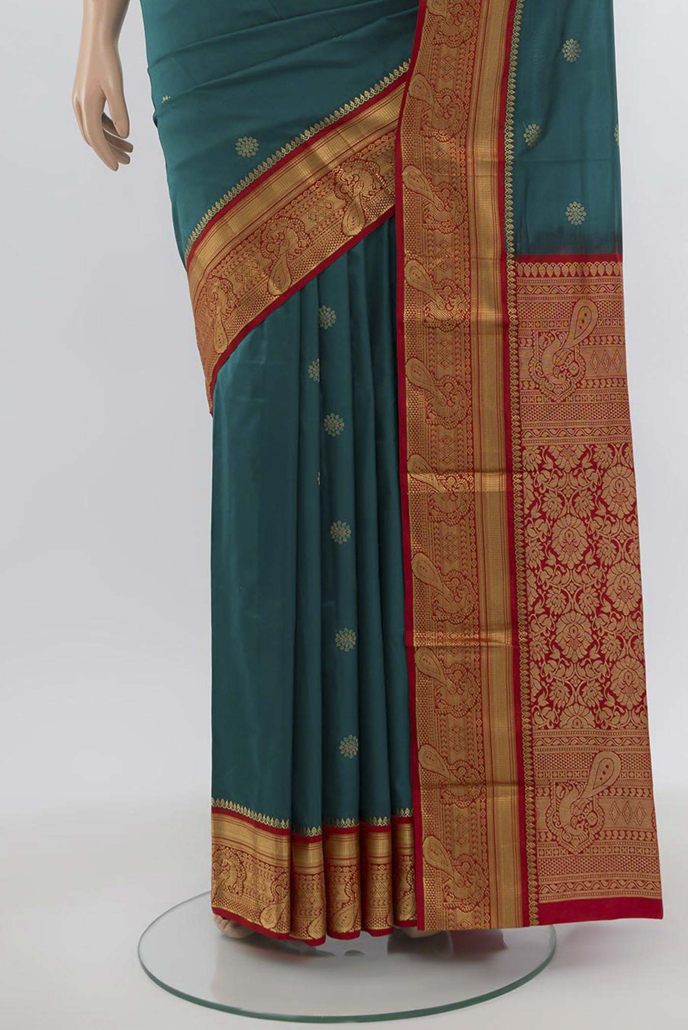 Peacock Blue Blended Bangalore Silk Saree - Image 3