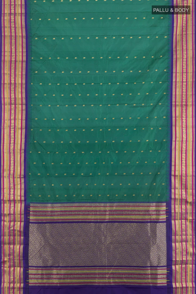 Green Blended Bangalore Silk Saree - Image 5