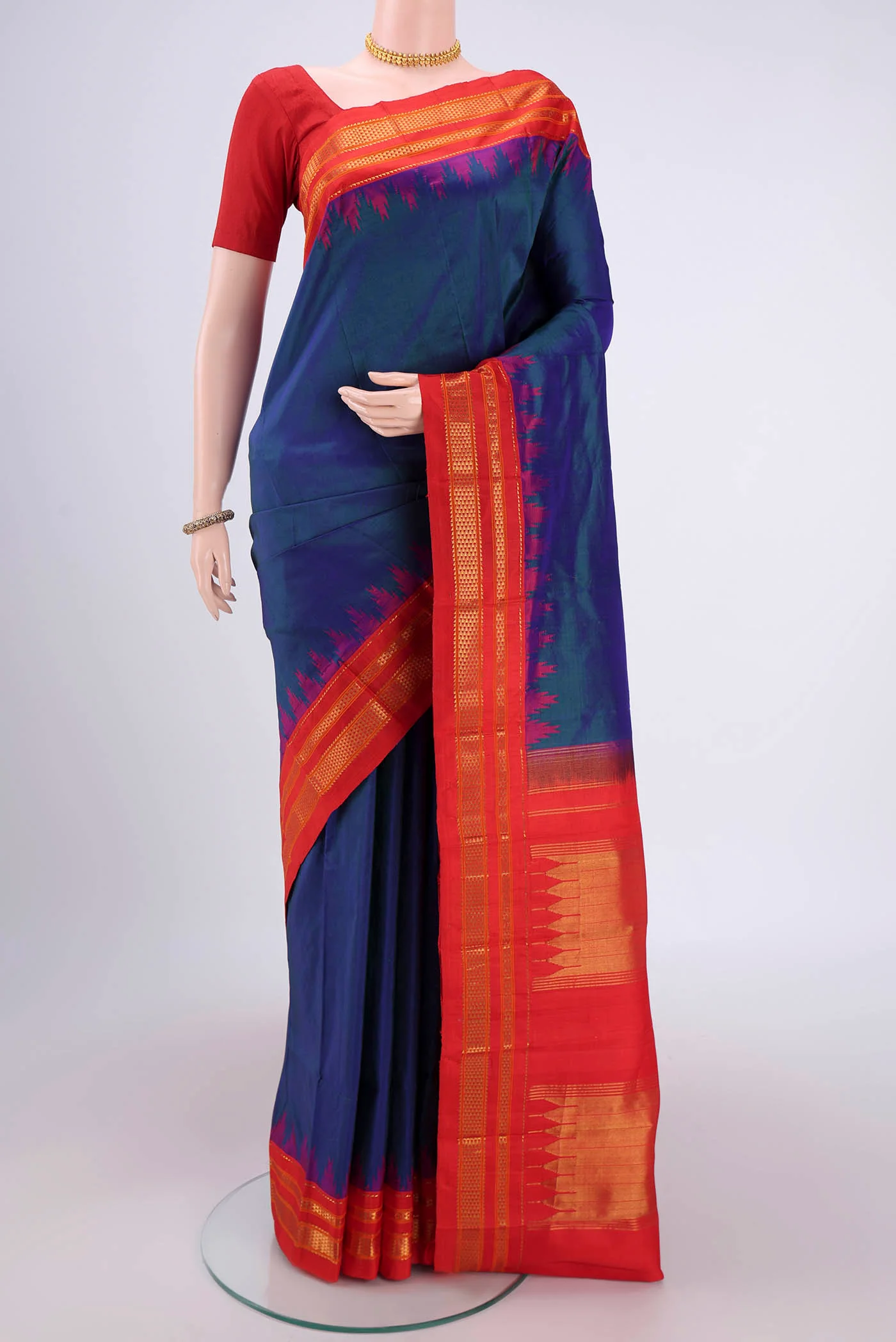 Peacock Blue Bangalore Silk Saree