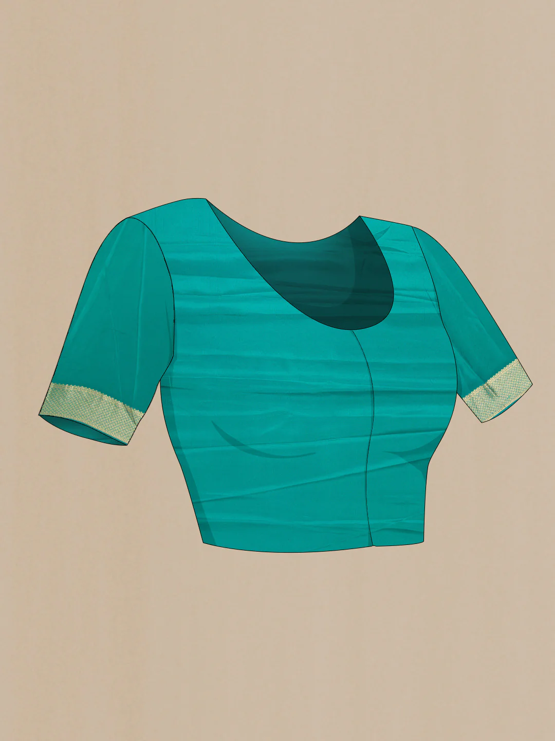 Turquoise Mysore Crepe Saree - Image 4