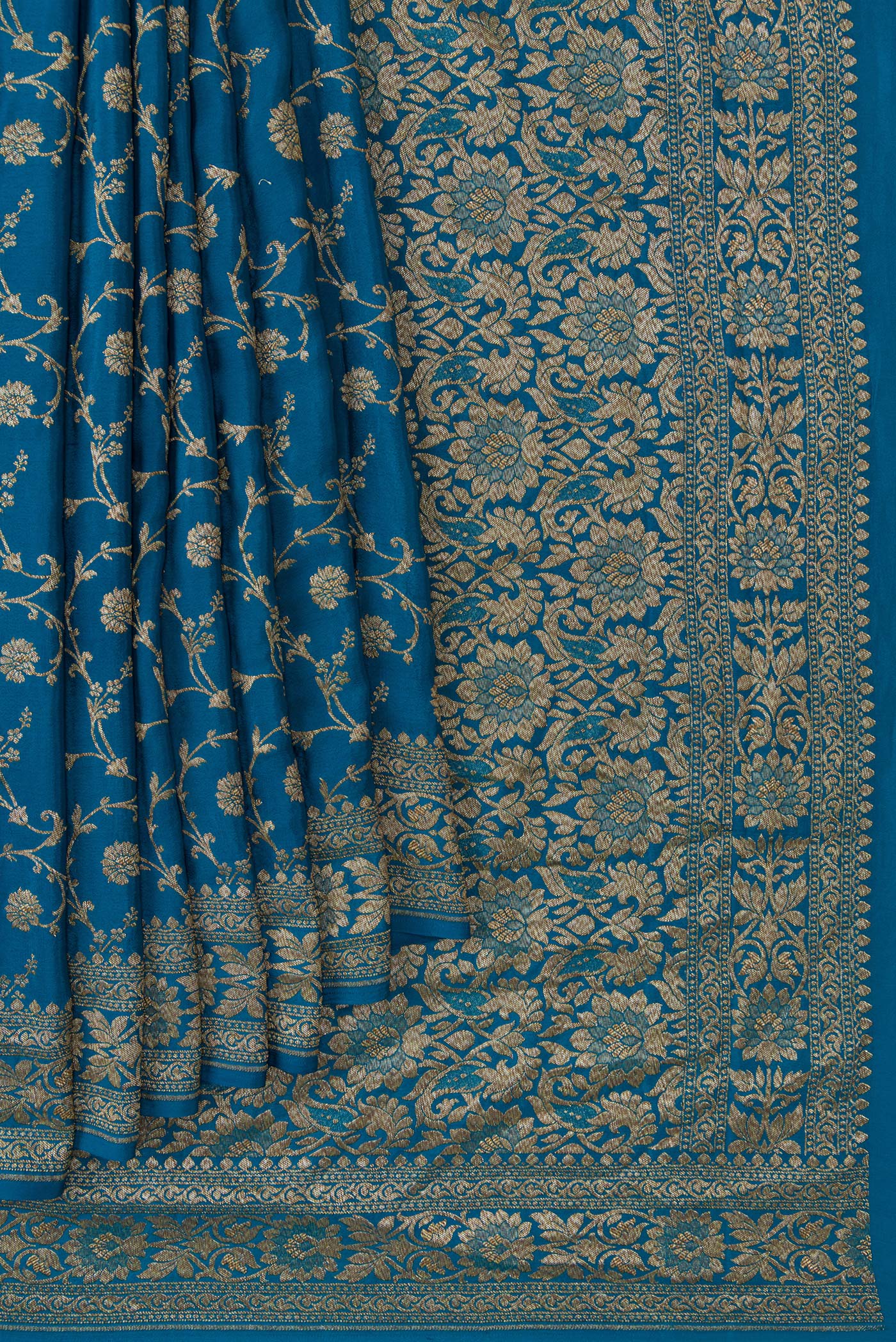 Sky Blue Banarasi Georgette Saree - Image 4