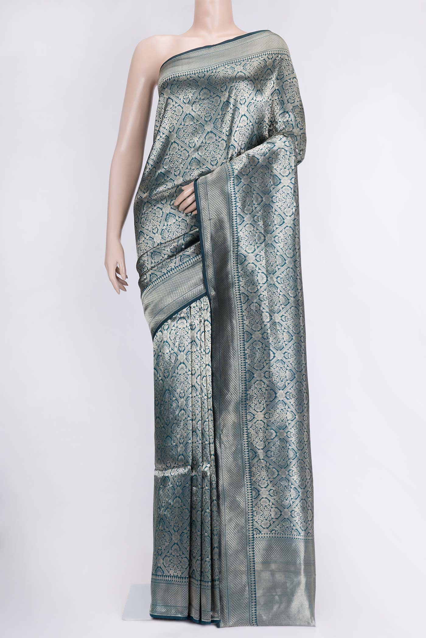 Peacock Blue Banarasi Silk Saree