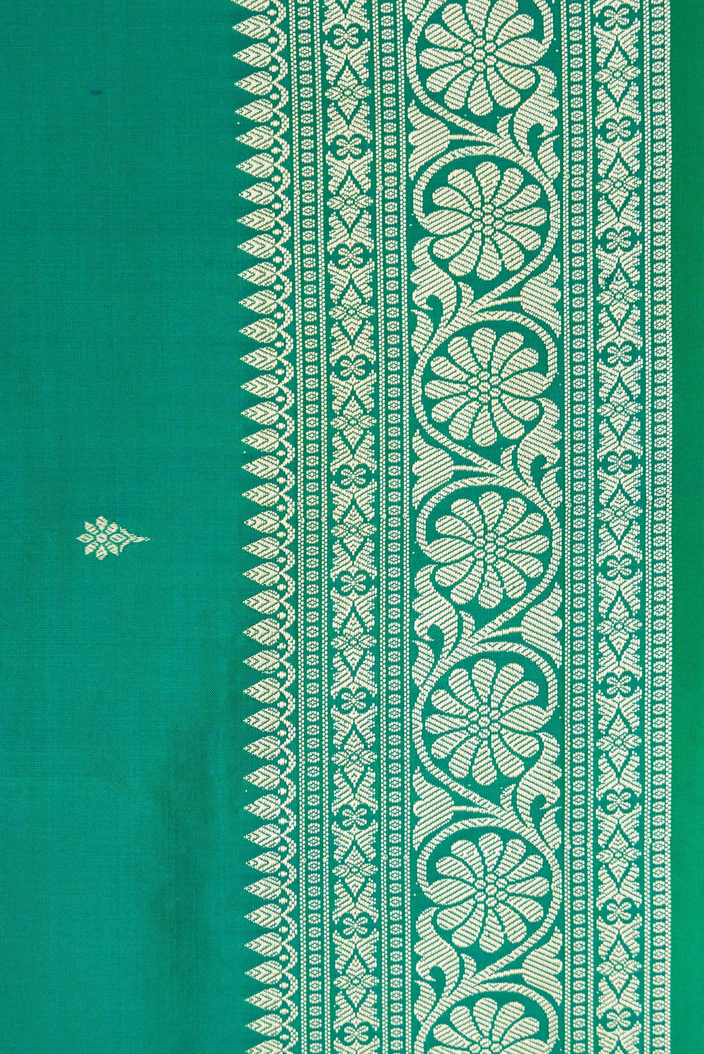 Peacock Blue Dual Tone Banarasi Katan Silk Saree - Image 3