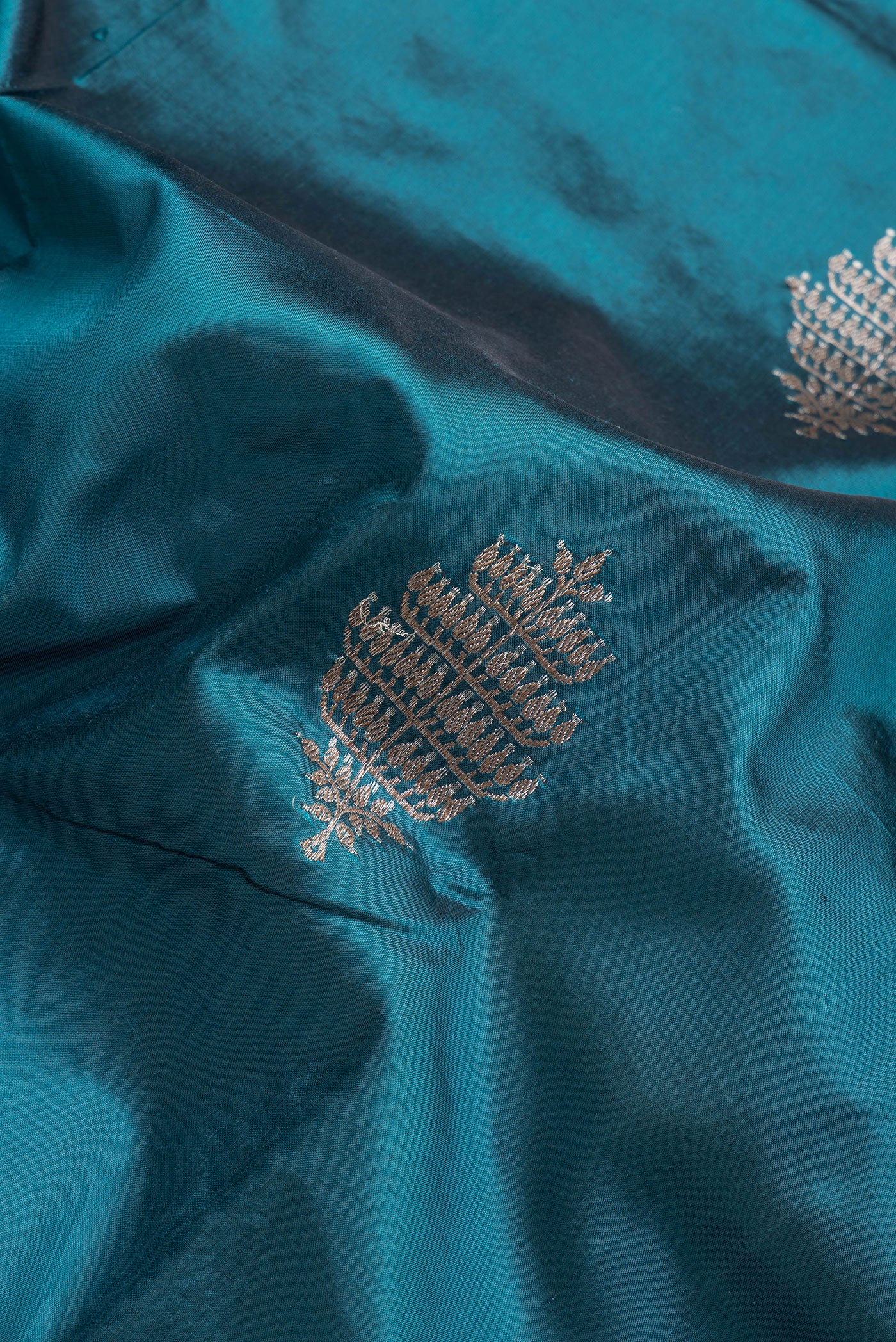 Blue Banarasi Katan Silk Saree - Image 2