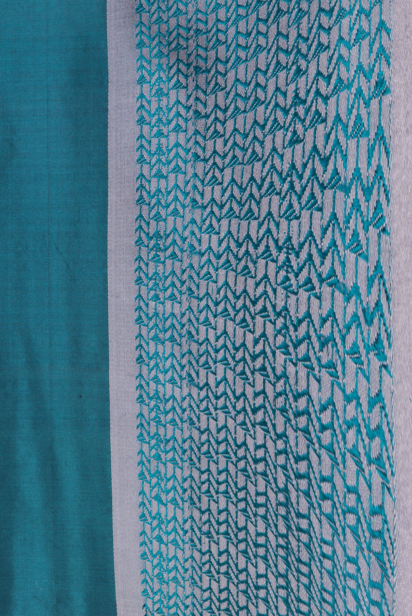 Blue Banarasi Katan Silk Saree - Image 3