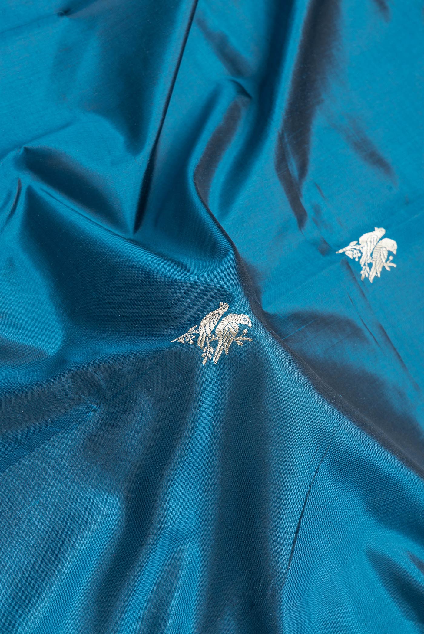 Blue Banarasi Katan Silk Saree - Image 2