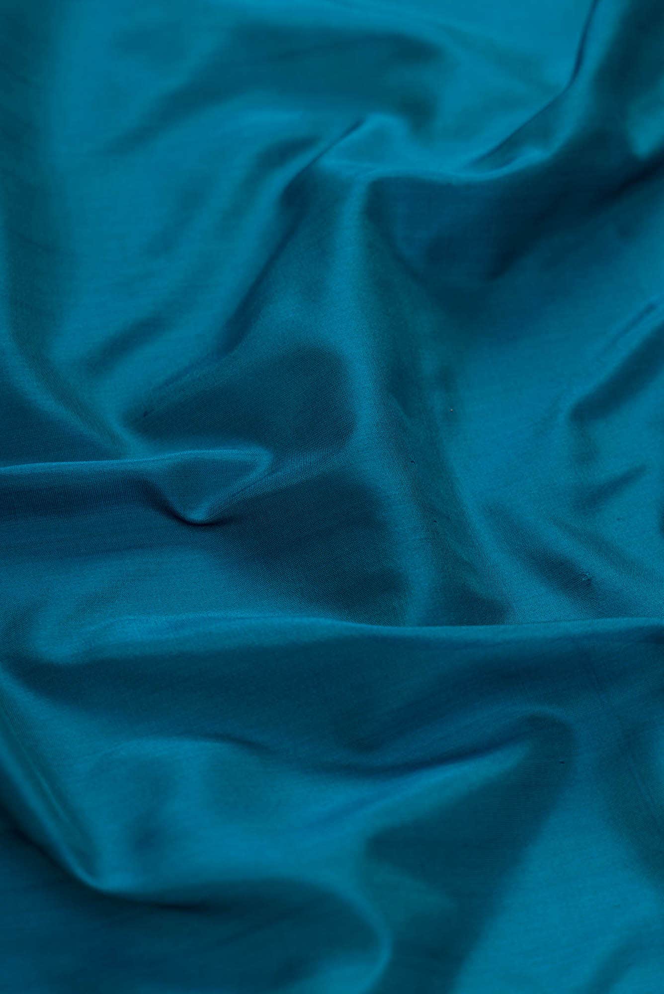Pure Silk Pure Zari Peacock Blue Dual Tone Banarasi Saree - Image 3