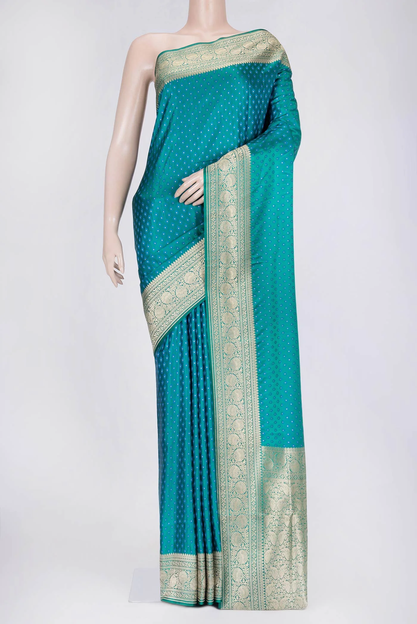 Peacock Blue Dual Tone Blended Banarasi Silk Saree
