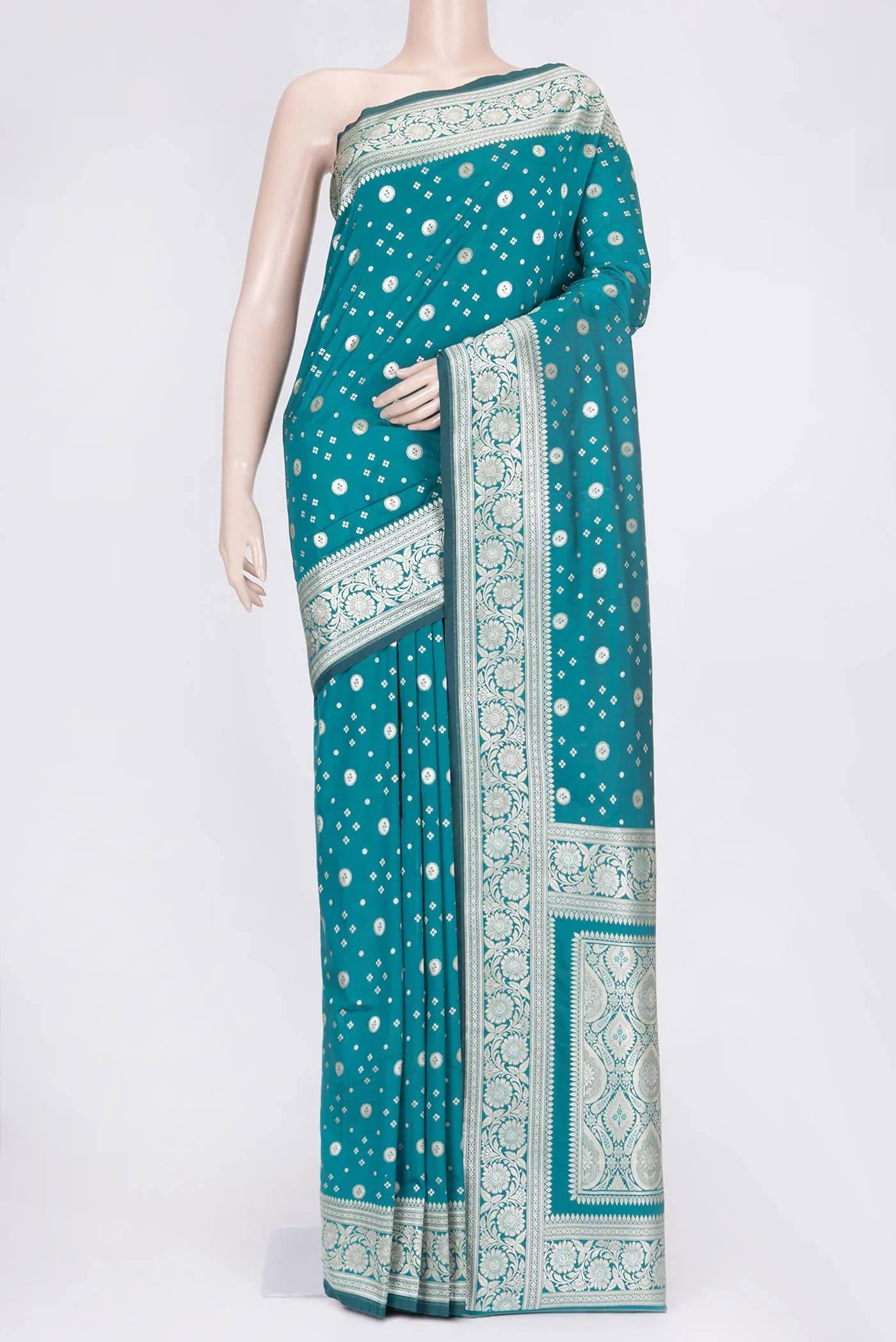 Peacock Blue Blended Banarasi Silk Saree