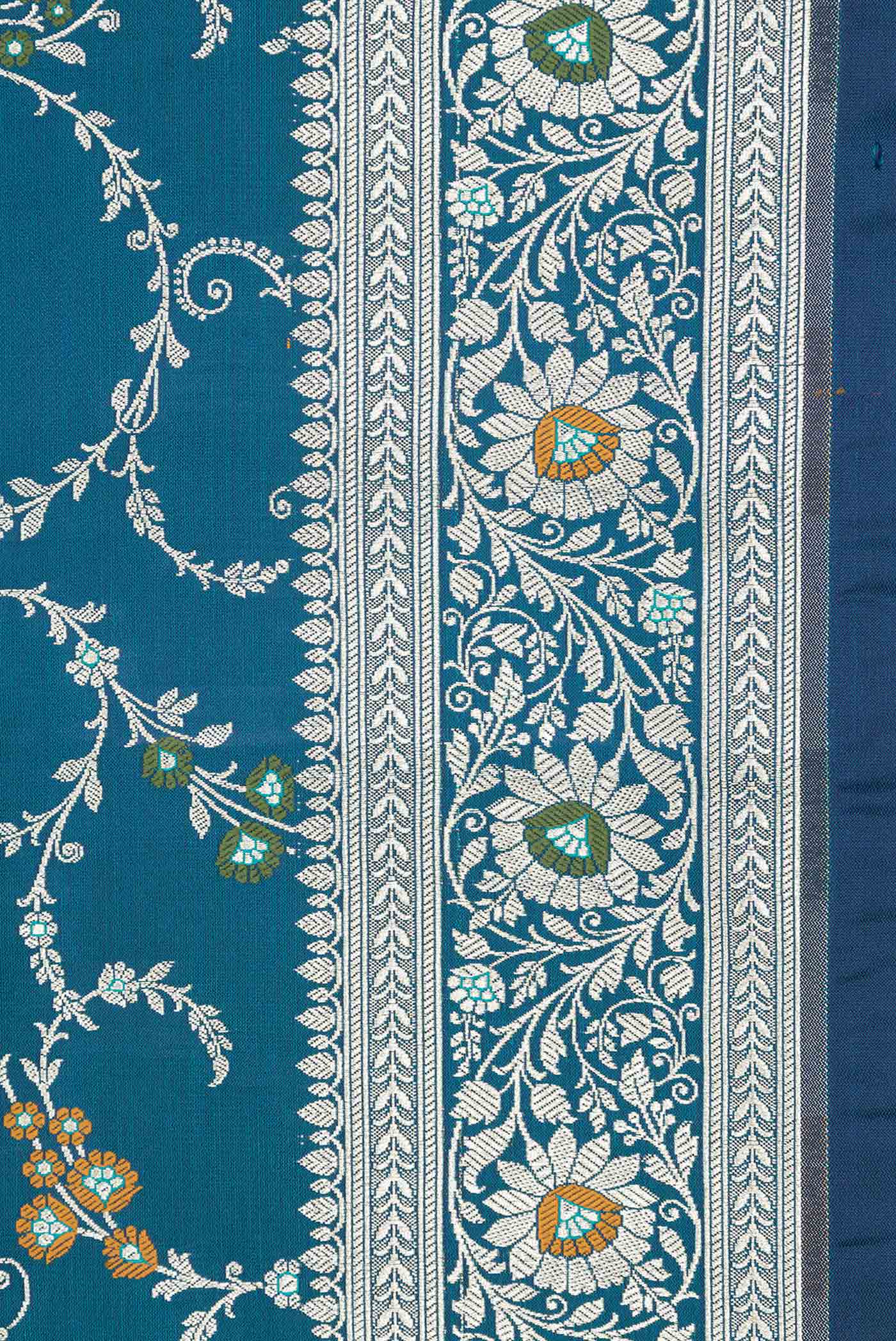 Peacock Blue Blended Banarasi Silk Saree - Image 3
