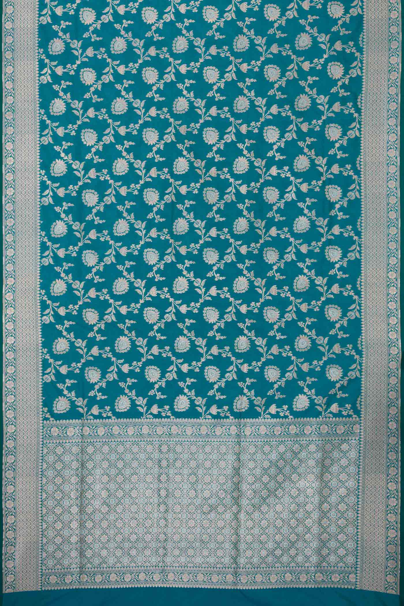 Peacock Blue Blended Banarasi Silk Saree - Image 3