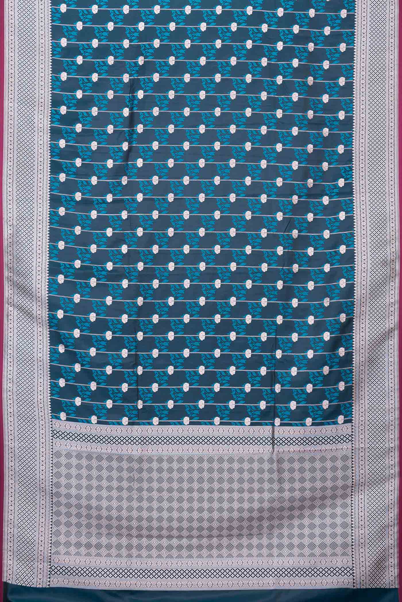 Navy Blue Blended Banarasi Silk Saree - Image 3