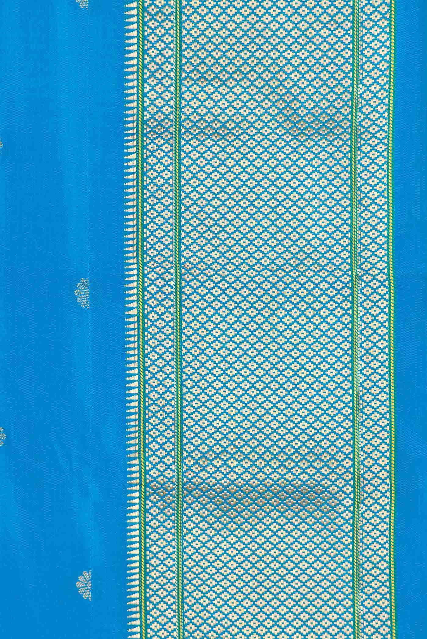 Peacock Blue Dual Tone Blended Paithani Silk Saree - Image 3