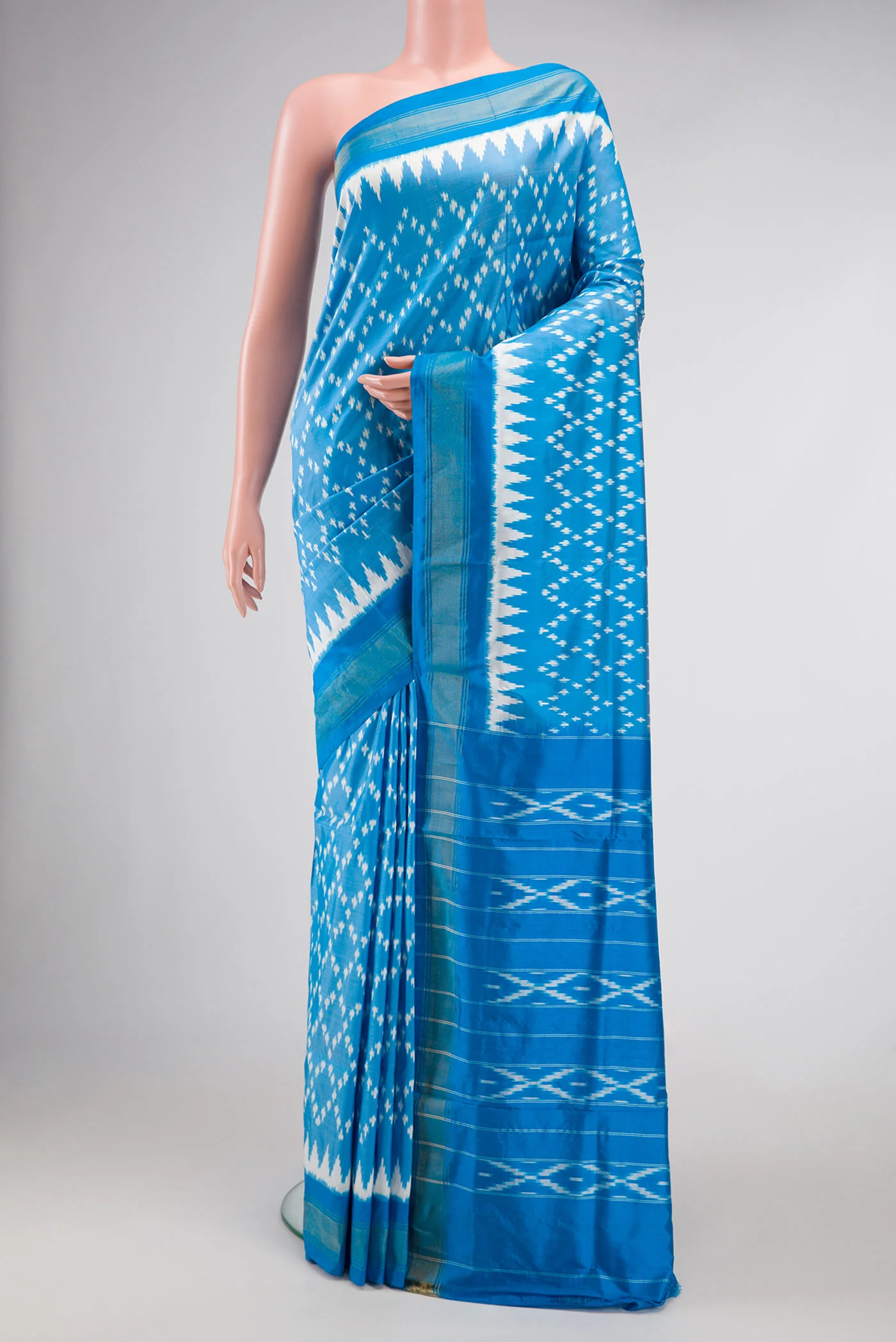 Sky Blue Pochampally Silk Saree
