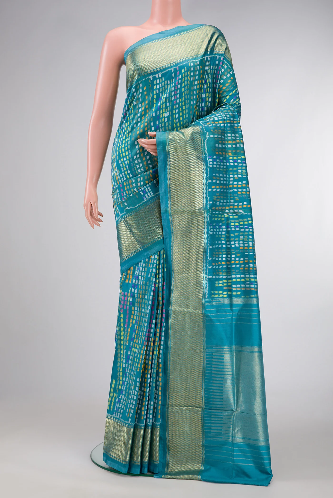 Peacock Blue Pochampally Silk Saree
