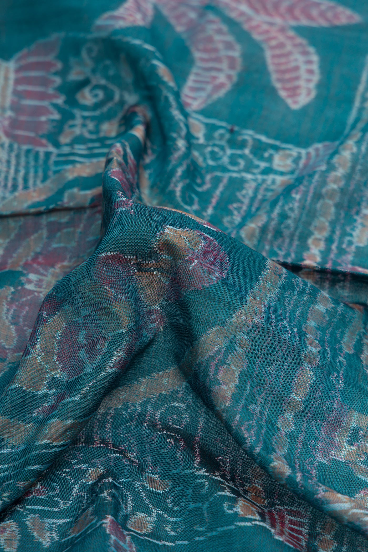 Peacock Blue Orissa Cotton Saree - Image 2