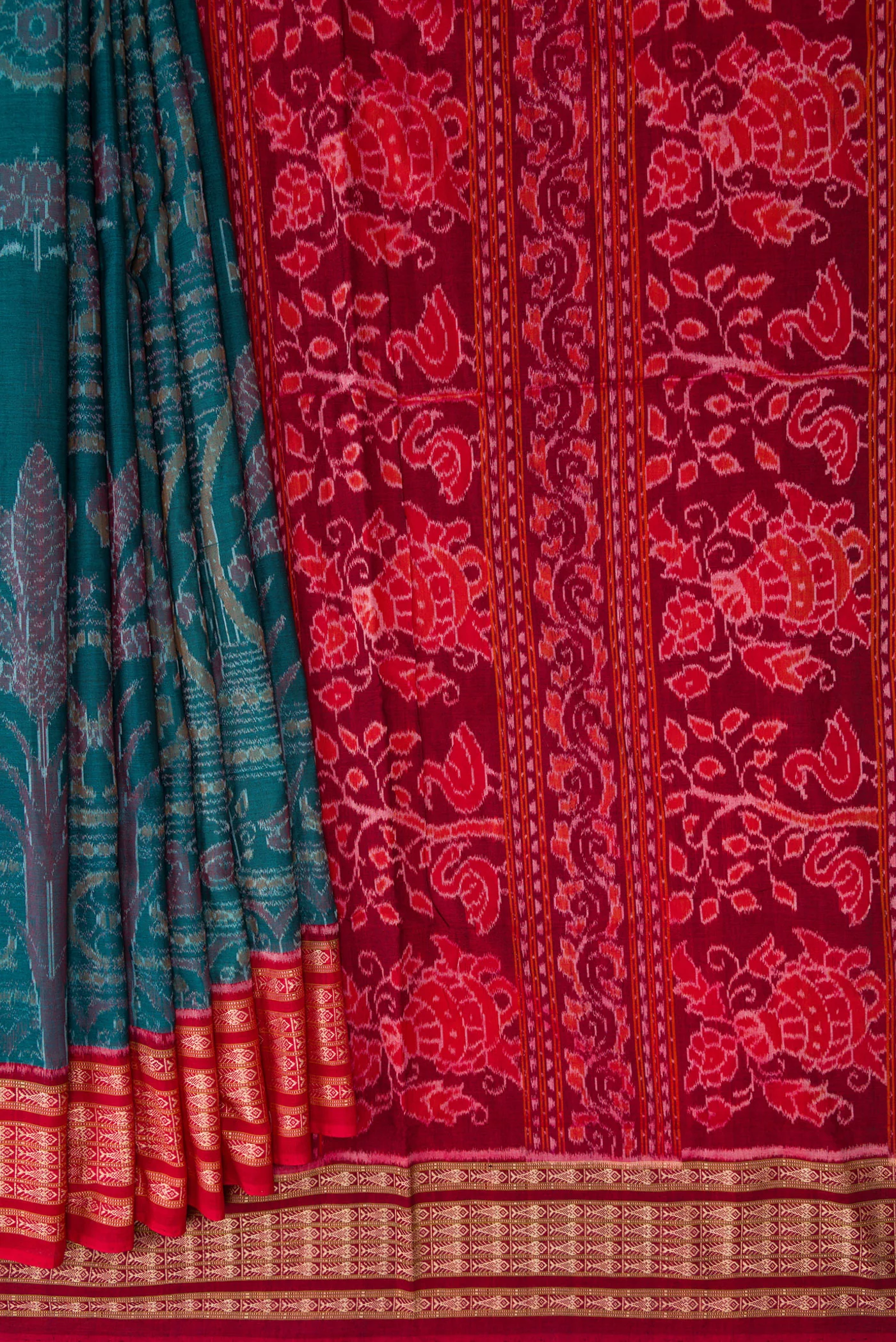 Peacock Blue Orissa Cotton Saree - Image 4