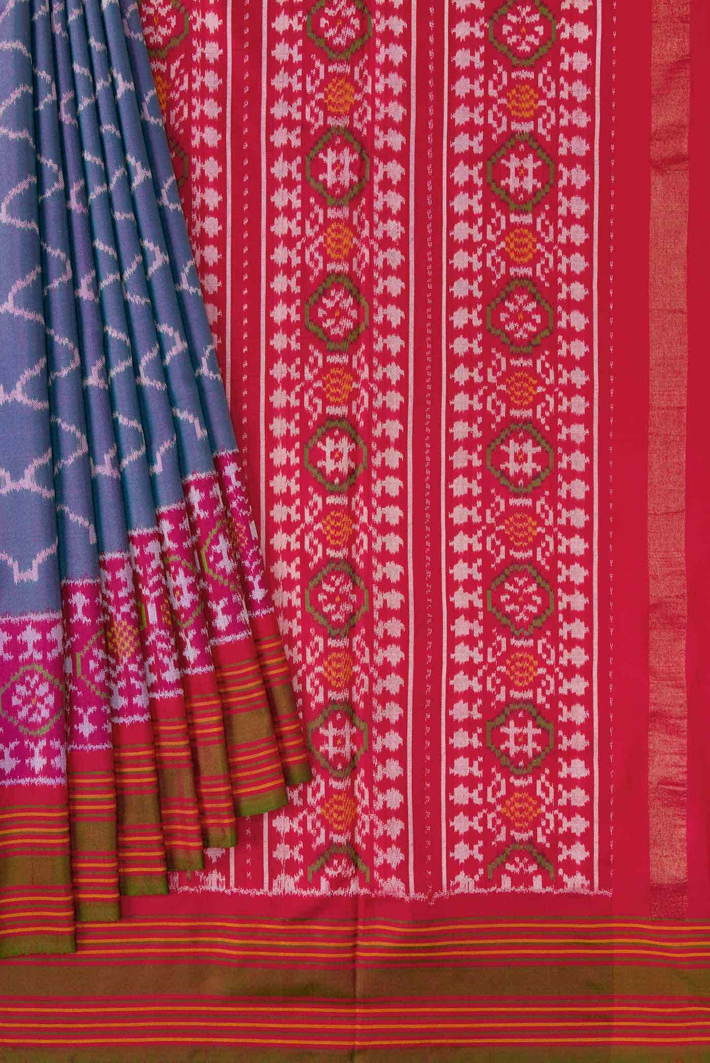 Purple Dual Tone Double Ikat Saree - Image 2
