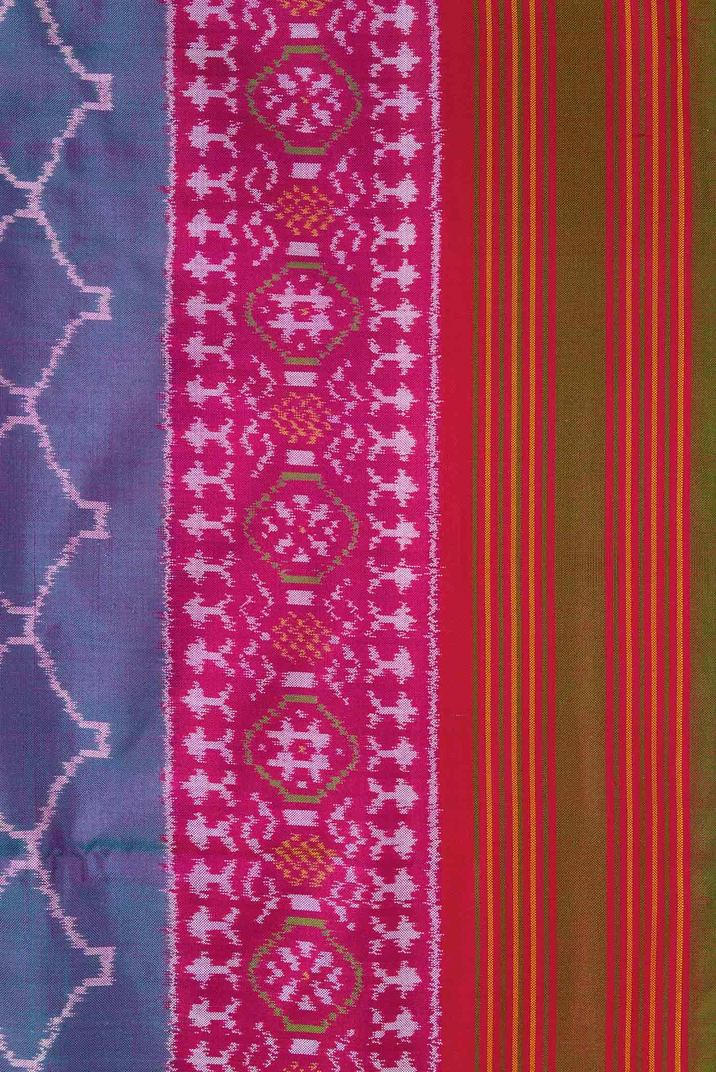 Purple Dual Tone Double Ikat Saree - Image 5