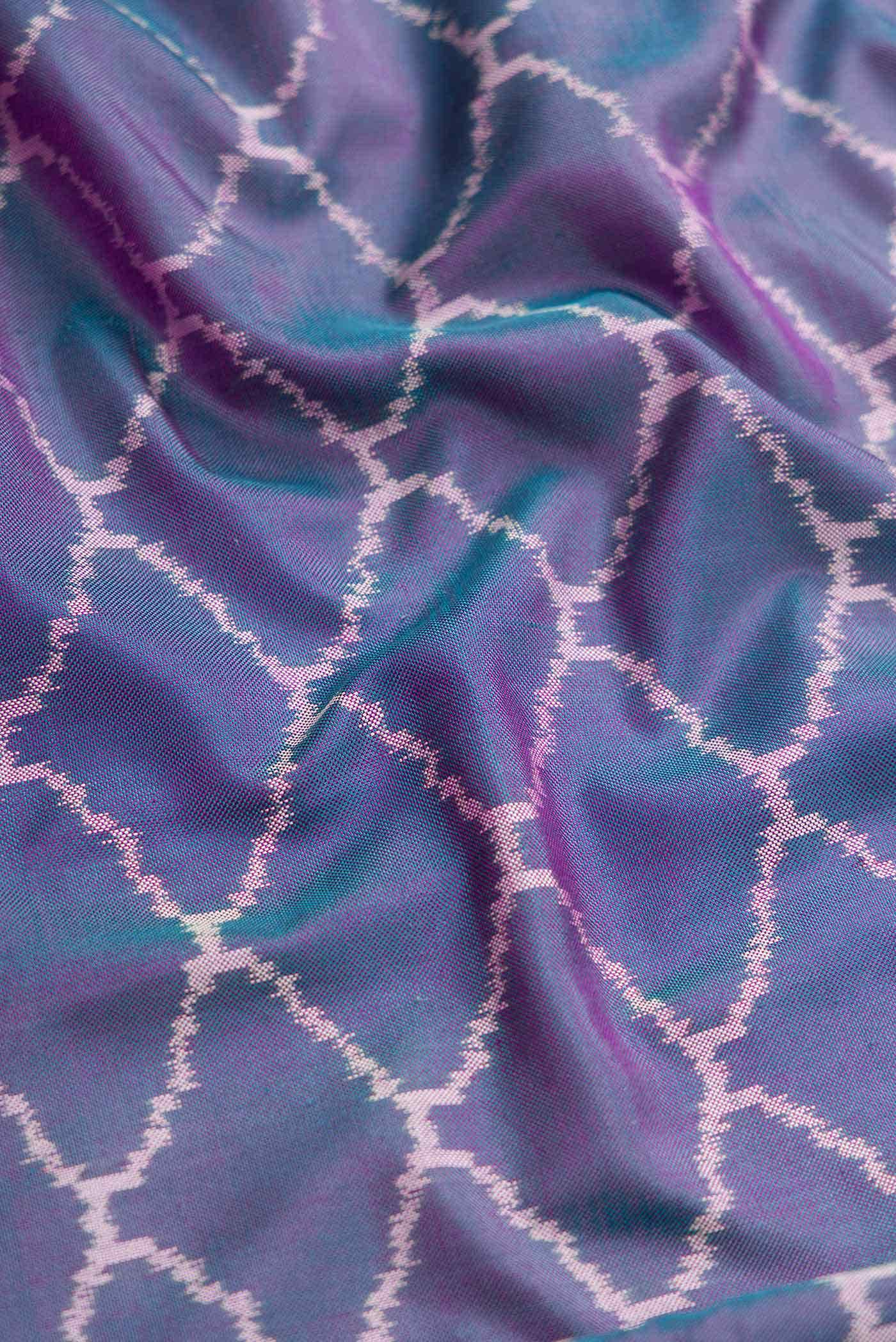 Purple Dual Tone Double Ikat Saree - Image 9