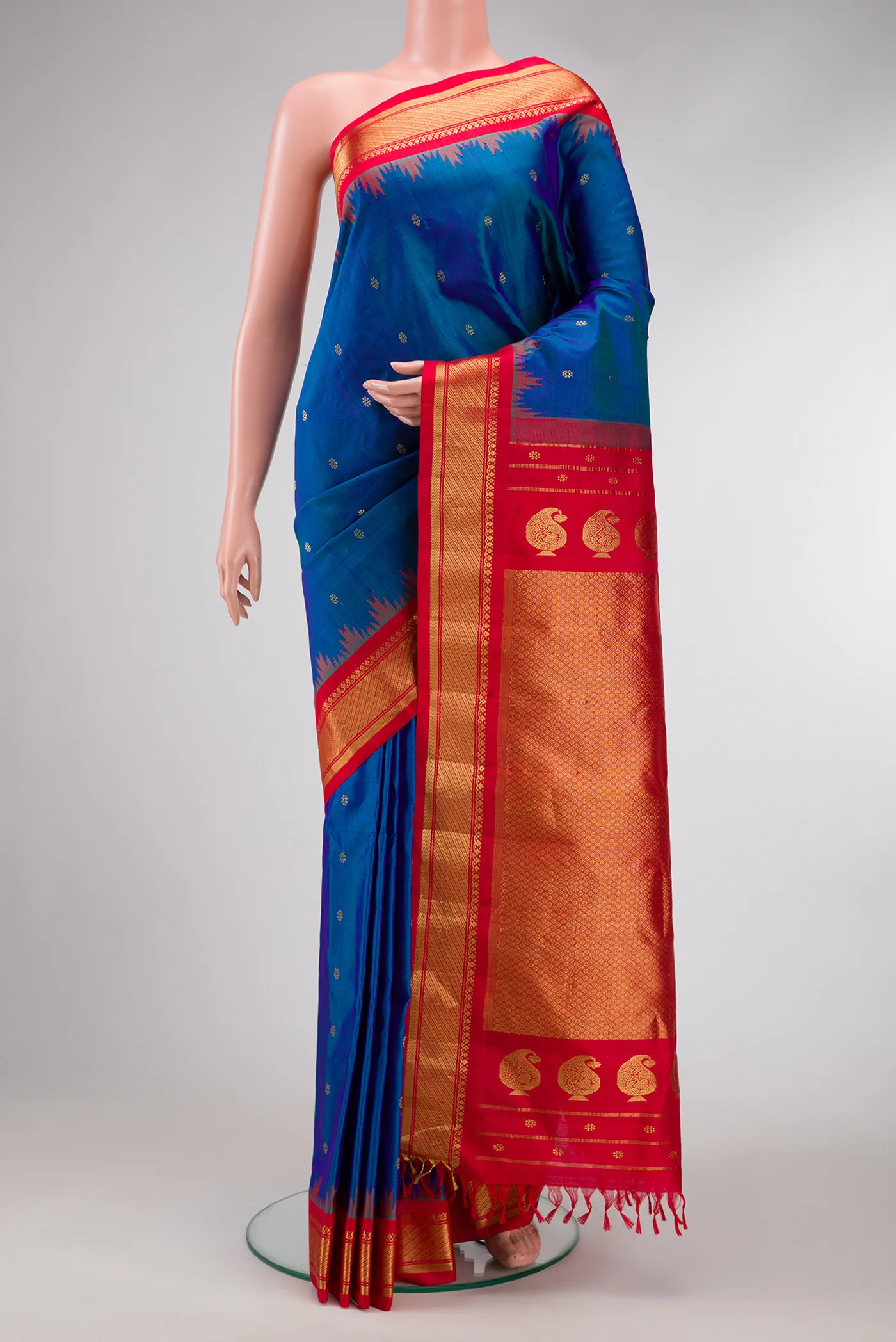 Royal Blue Dual Tone Gadwal Silk Saree