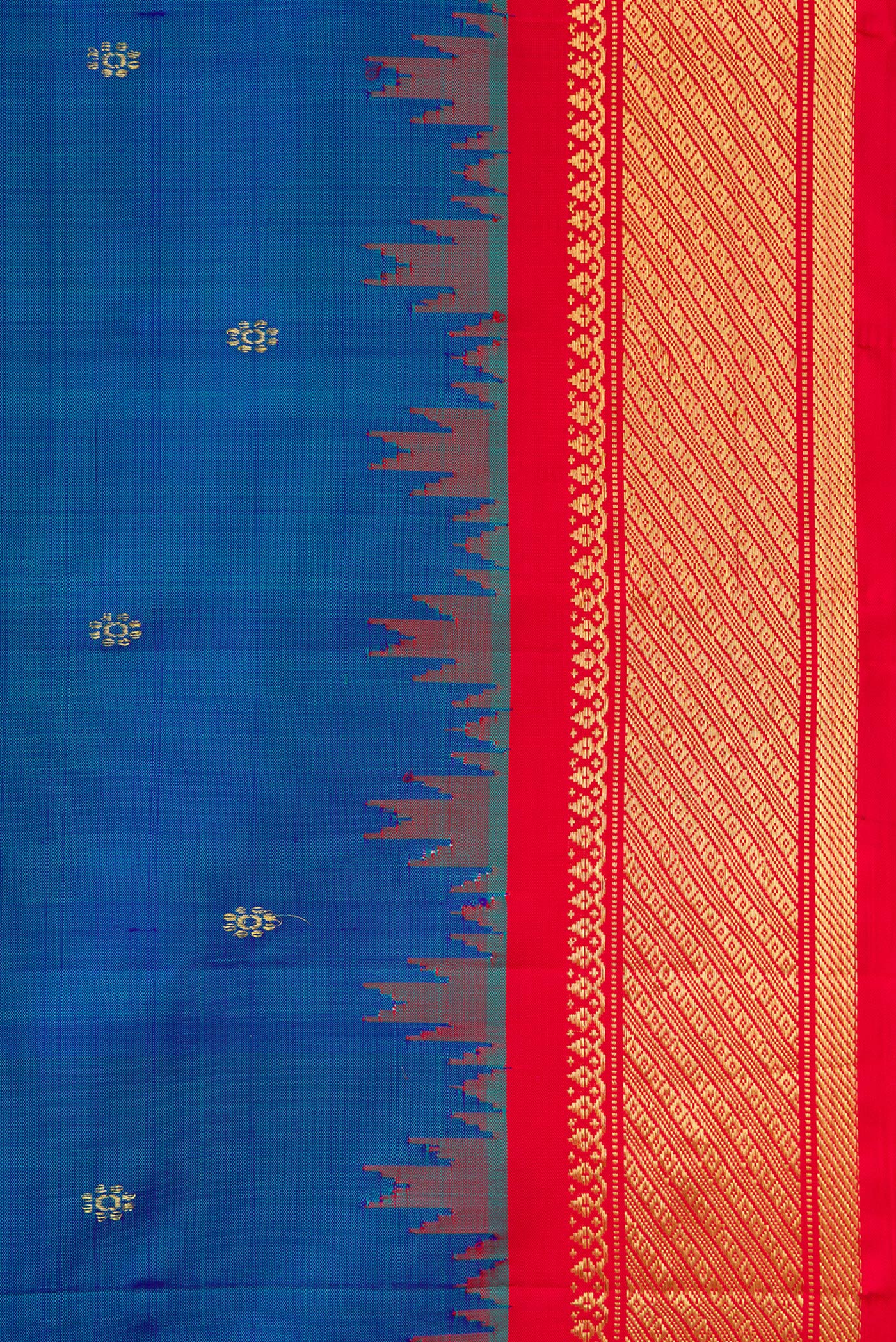 Royal Blue Dual Tone Gadwal Silk Saree - Image 3