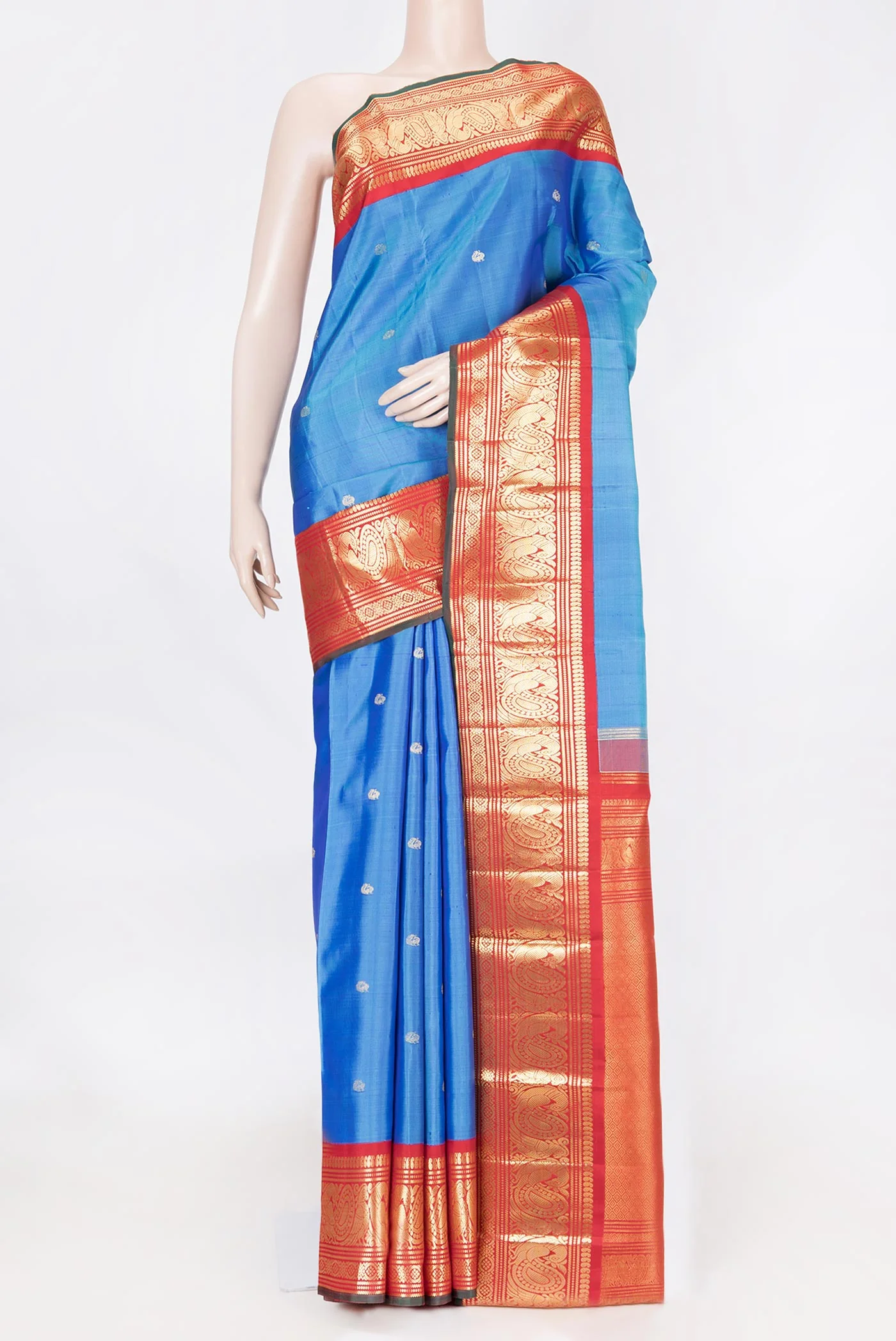 Peacock Blue Dual Tone Kanjivaram Saree
