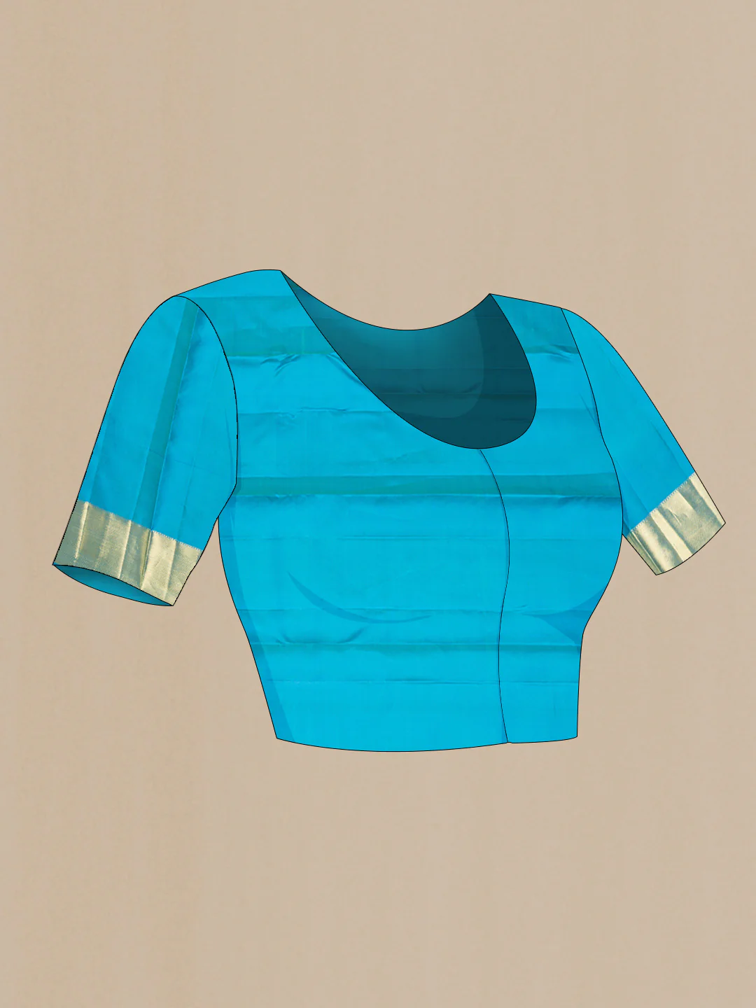 Peacock Blue Dual Tone Kanjivaram Saree - Image 5